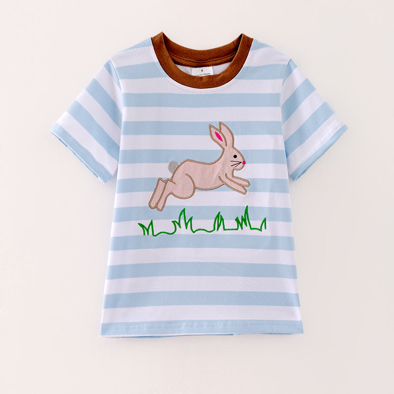 (In Stock A3-4-2)Boys Easter Bunny Applique Cotton Top