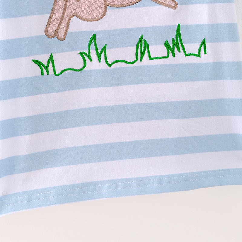 (In Stock A3-4-2)Boys Easter Bunny Applique Cotton Top