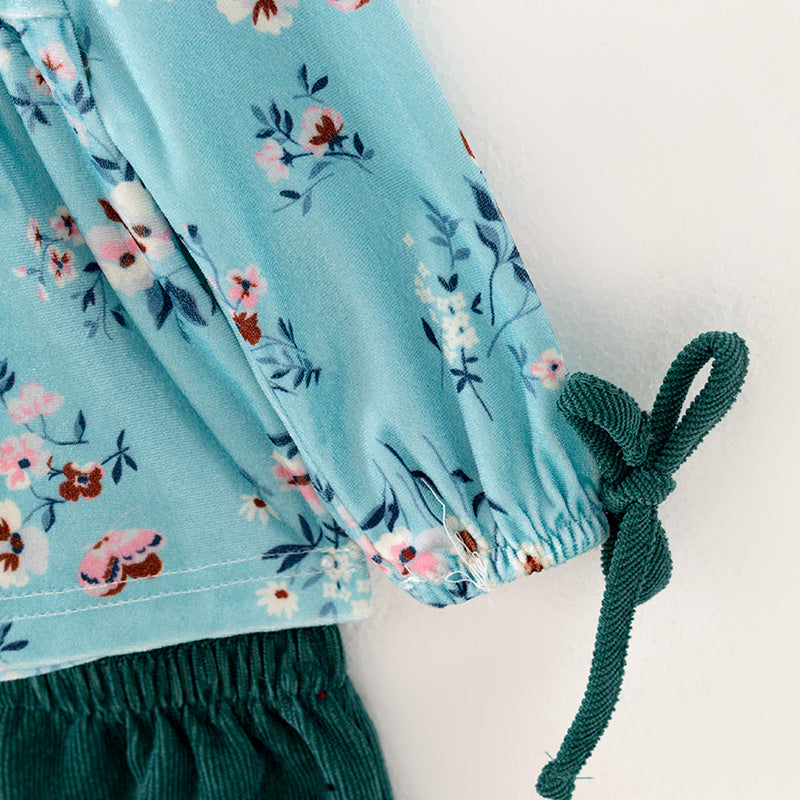 (In Stock G32-04-02)Baby Girls Mint Floral Print Romper