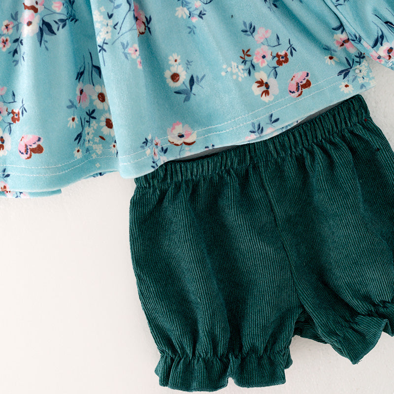 (In Stock G32-04-02)Baby Girls Mint Floral Print Romper