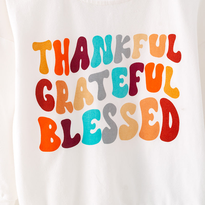 (In Stock)Girls Thanksgiving Print Cotton Outfit Set