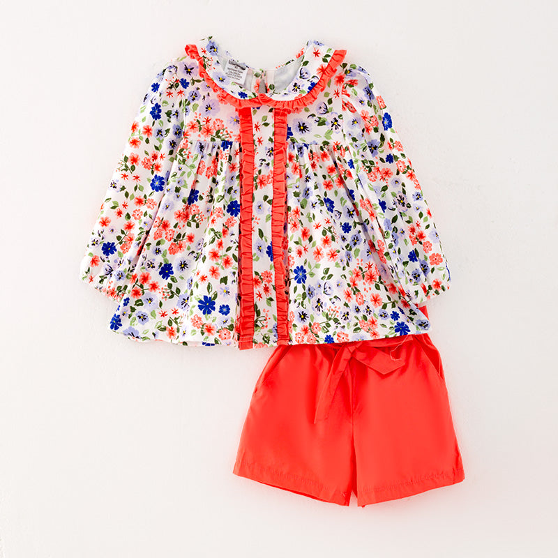 (In Stock G28-05-02)Girls Floral Print Short Set