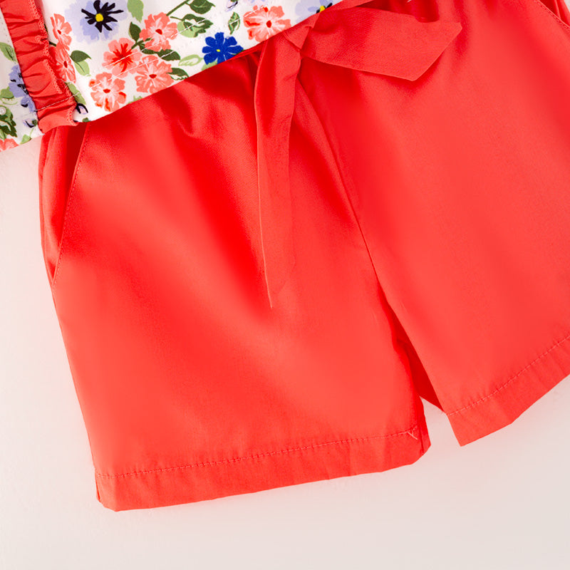(In Stock G28-05-02)Girls Floral Print Short Set