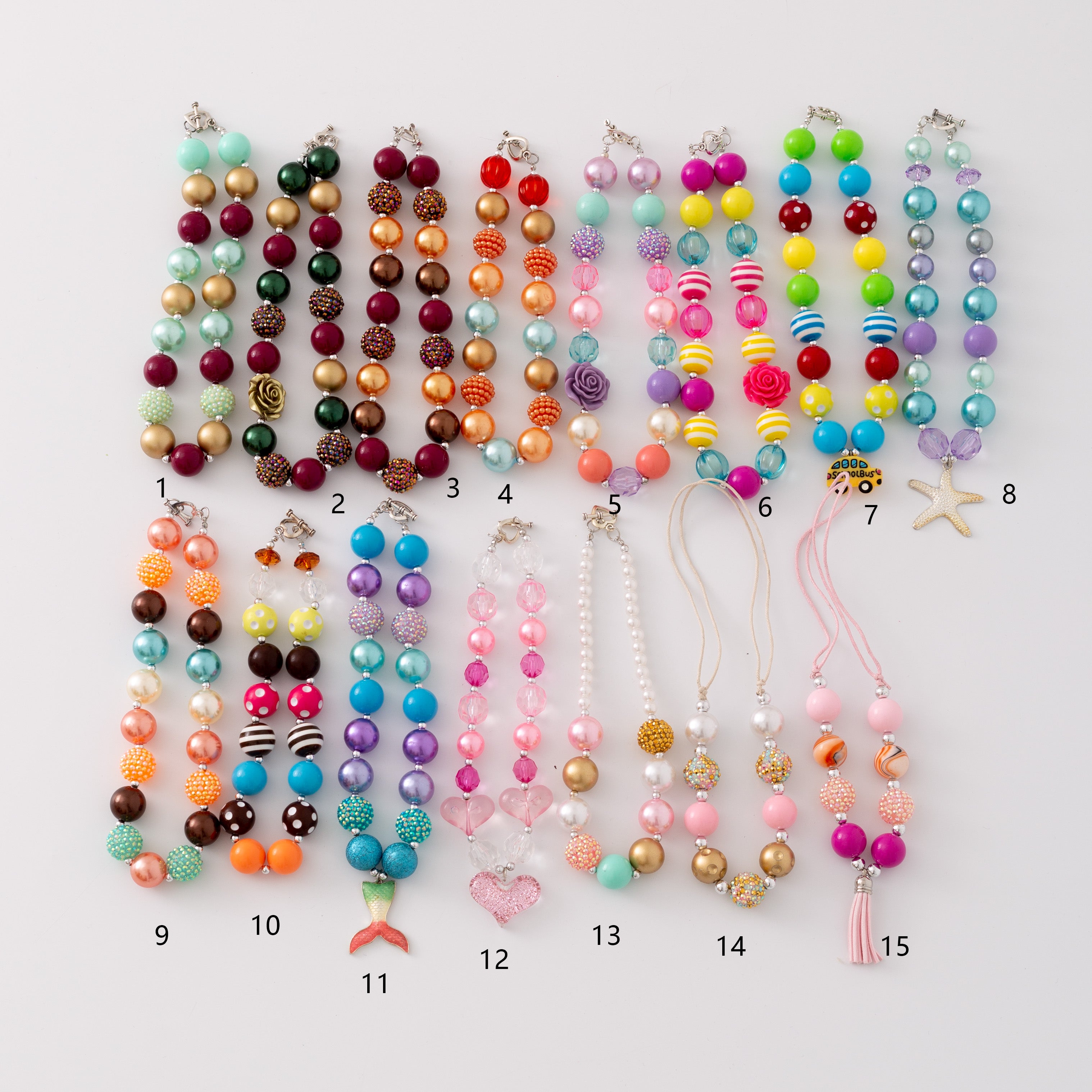 (In Stock G11 G12)Girls Rhinestone Beaded Necklace