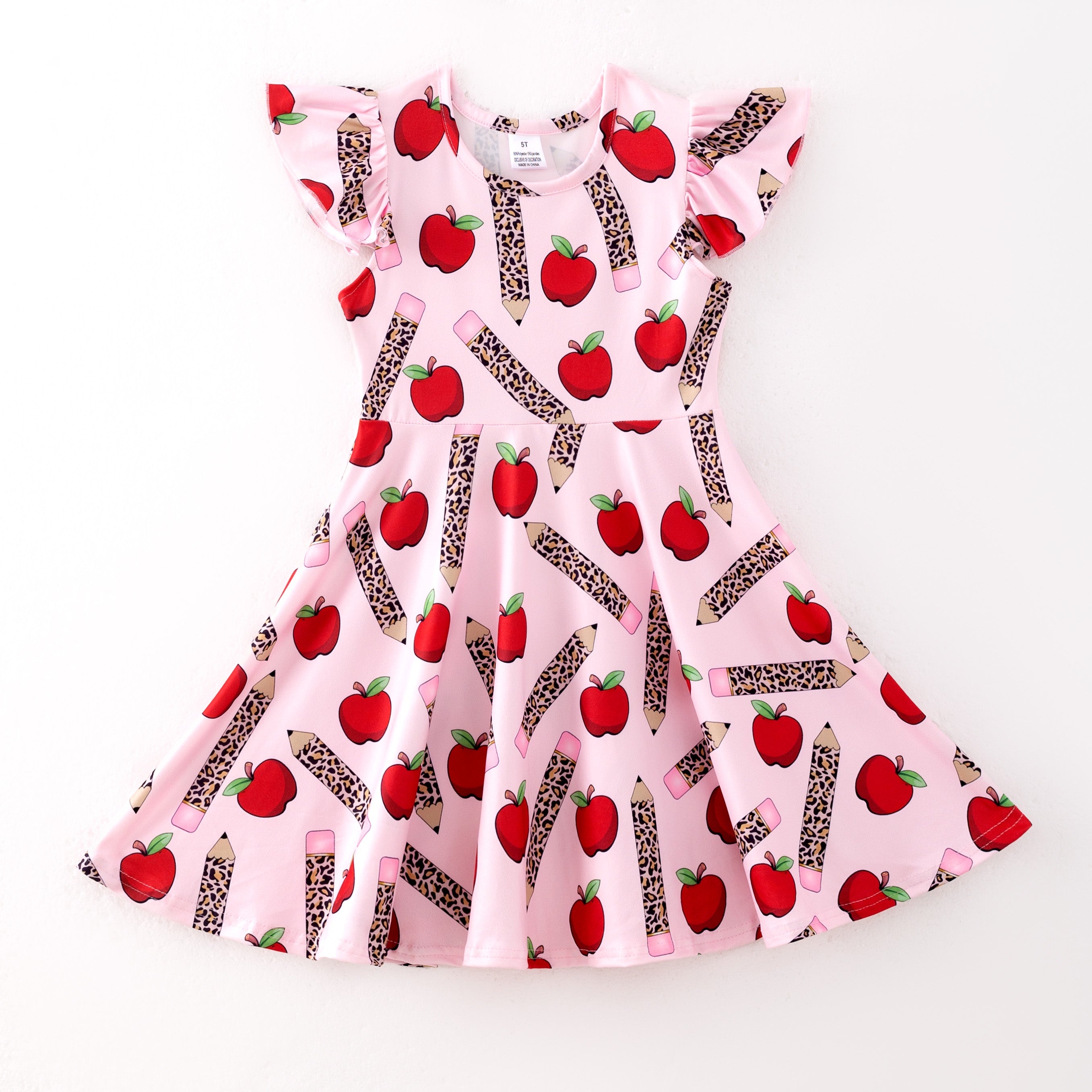 (Pre Order)Girls Summer Back To School Print Dress&Shorts Set