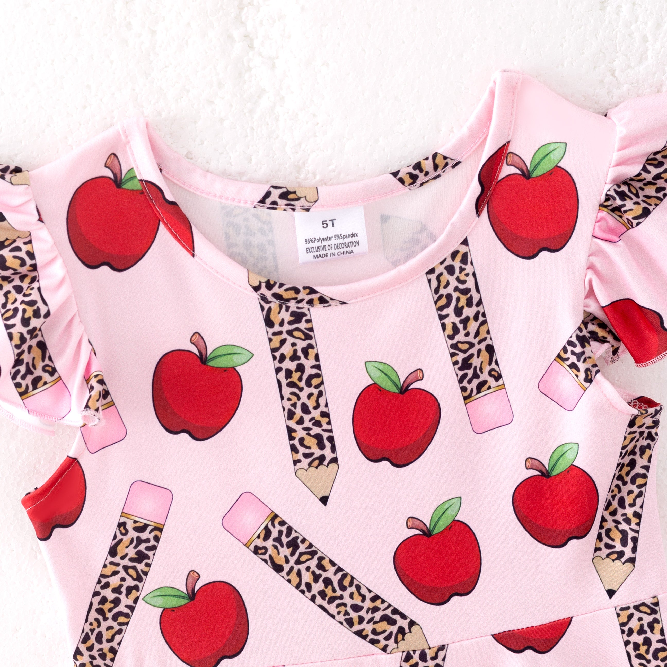(Pre Order)Girls Summer Back To School Print Dress&Shorts Set