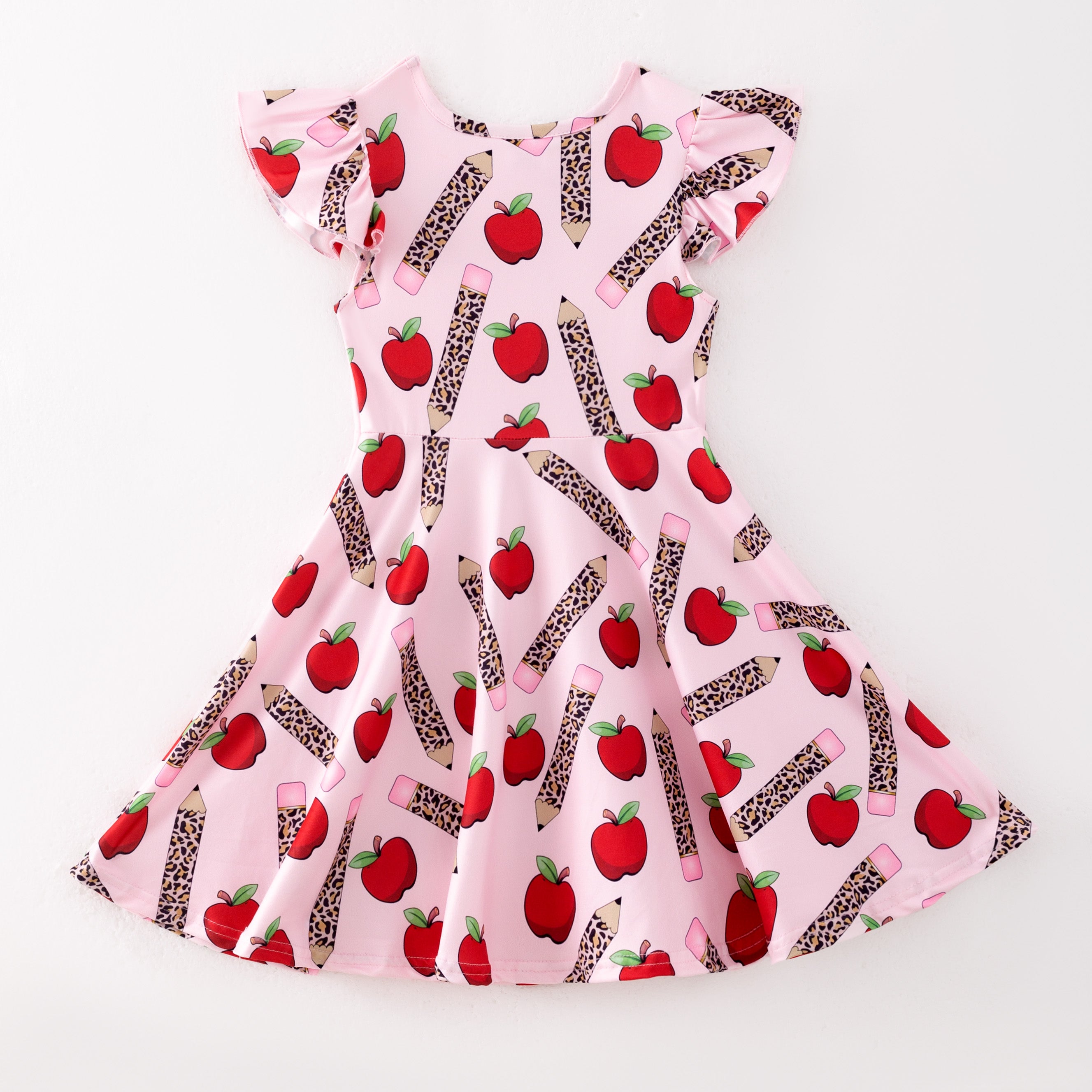 (Pre Order)Girls Summer Back To School Print Dress&Shorts Set