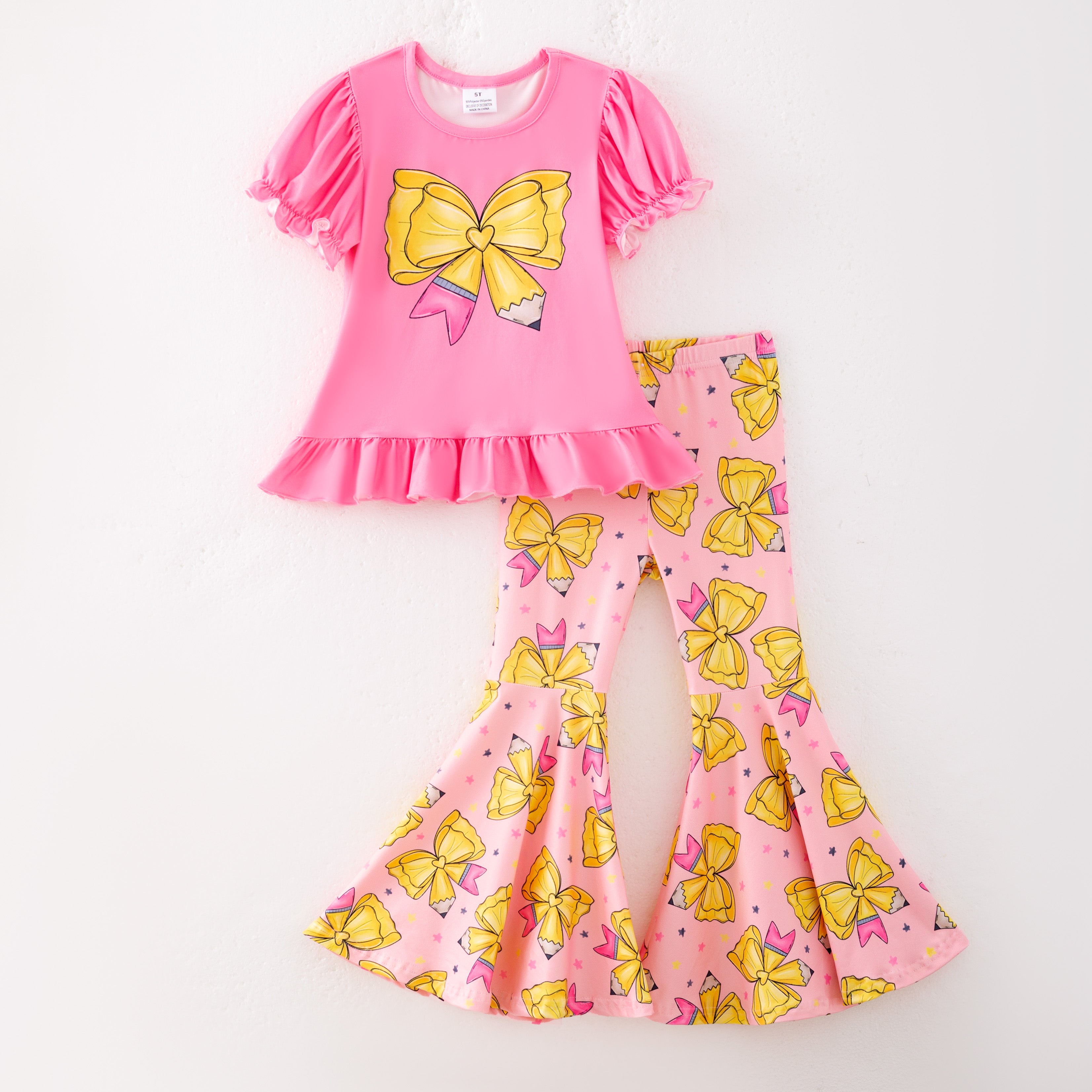 (Pre Order)Girls Summer Back To School Print Outfit Set