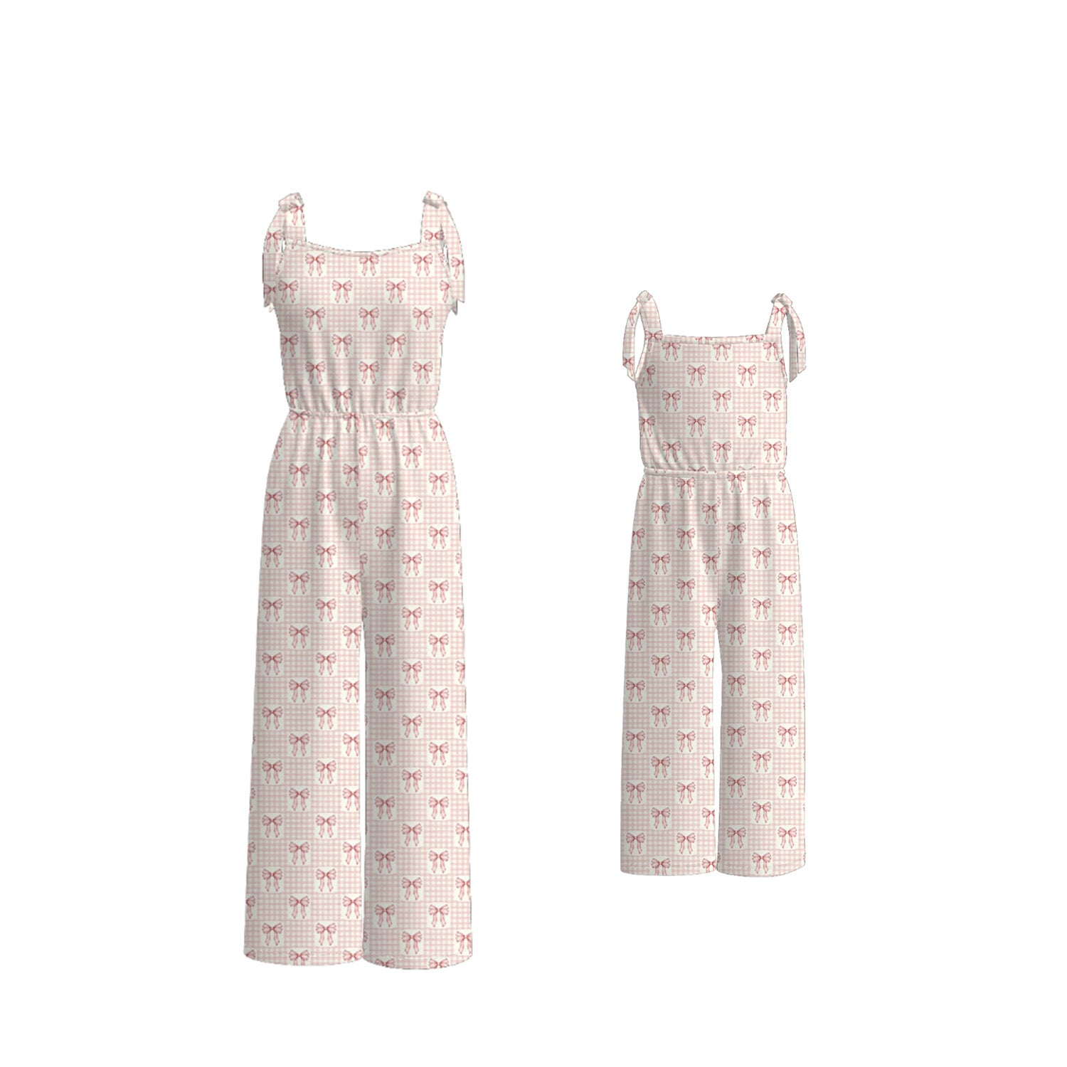 (Pre Order)Mommy and Me Spring&Summer Bow Print Jumpsuit