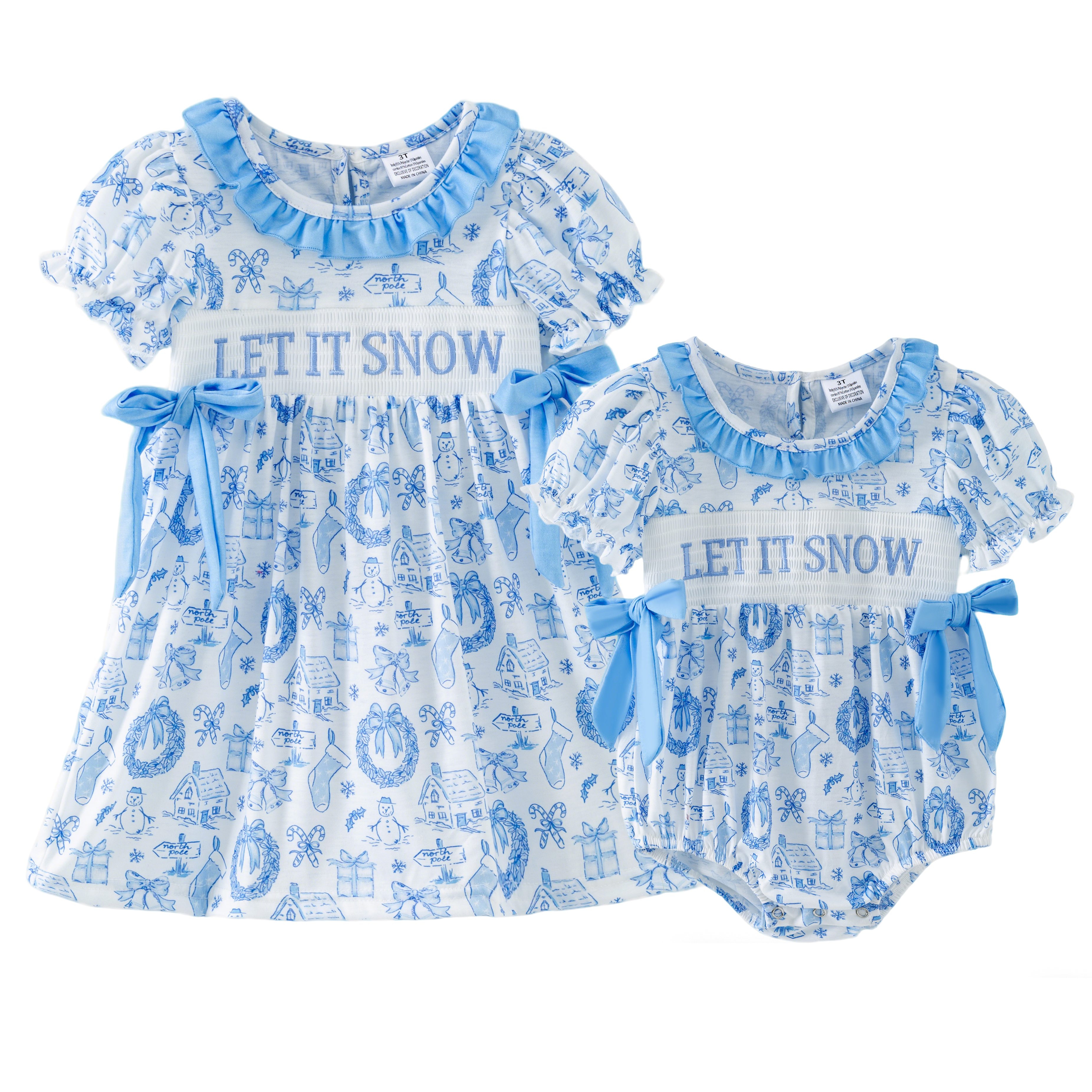 (Pre Order,Prepack Zone)Family Christmas Embroidery Dress&Romper(Mix Size)