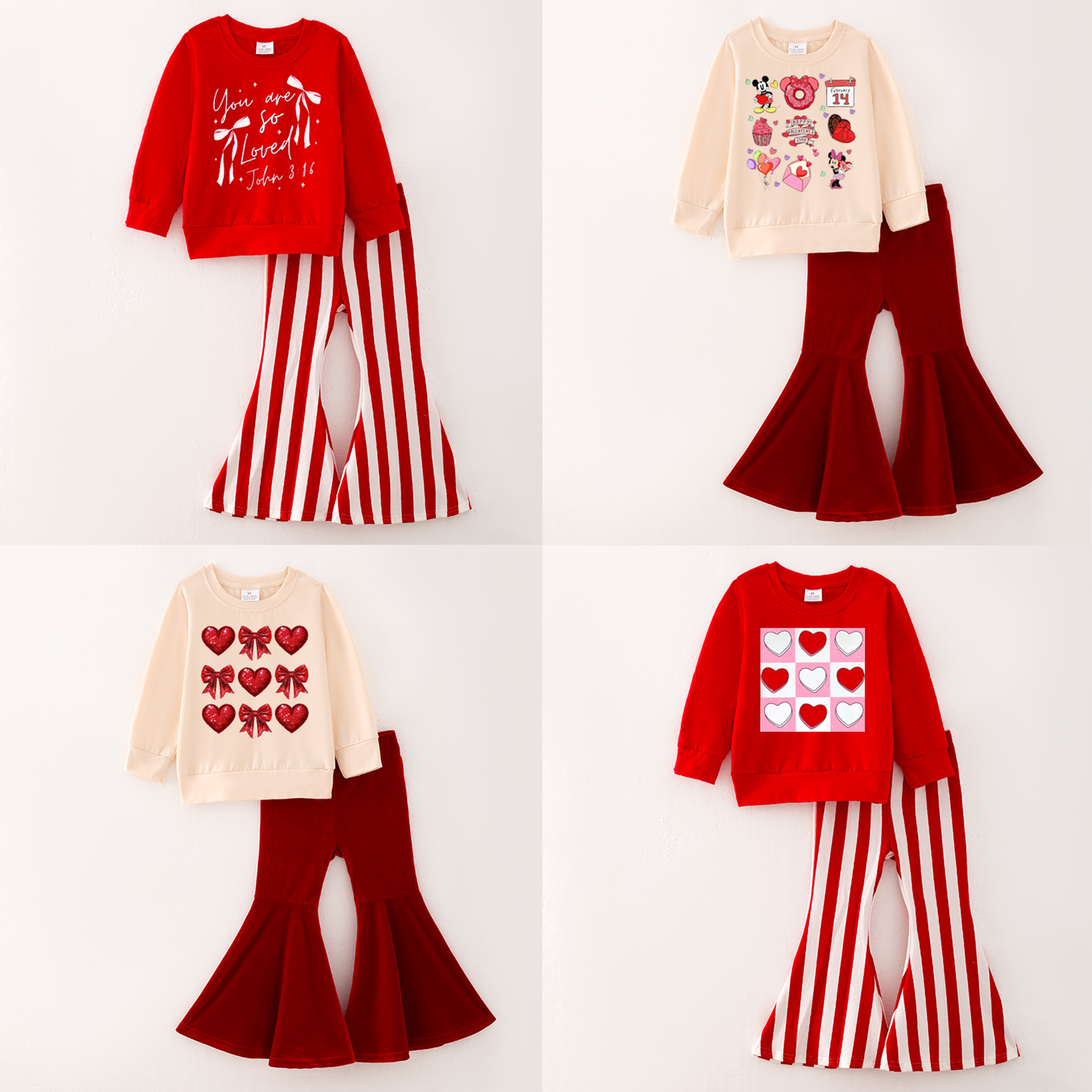 (Pre Order)Girls Valentine's Day Print Outfit Set