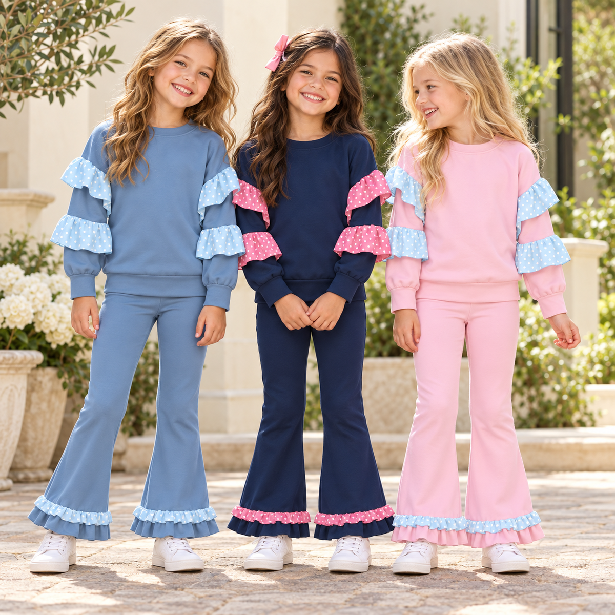 (Weekly Pre-Order)Girls Spring&Summer Print Ruffle Outfit Set(Ends 10.28)