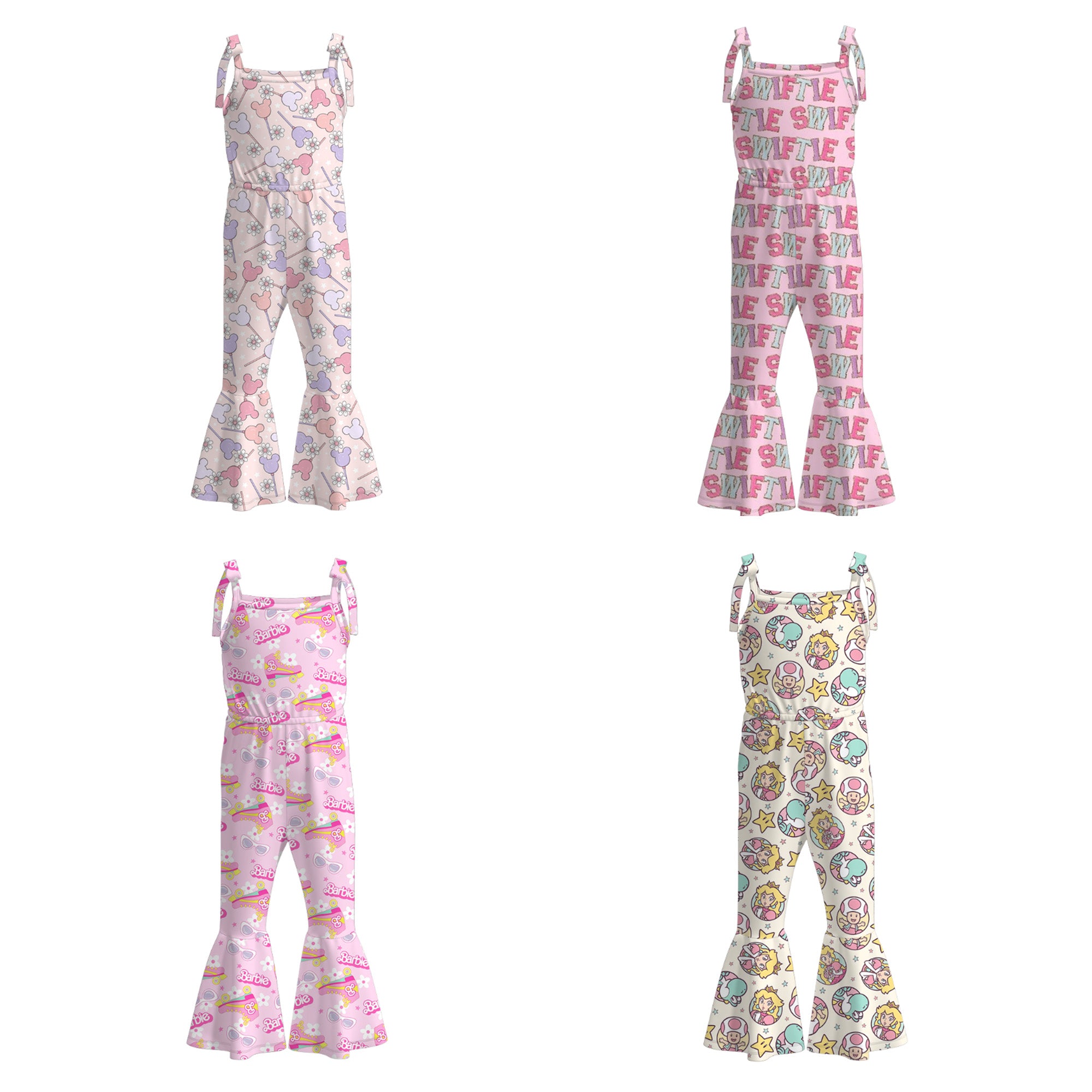 (Pre Order)Girls Character Print Jumpsuit