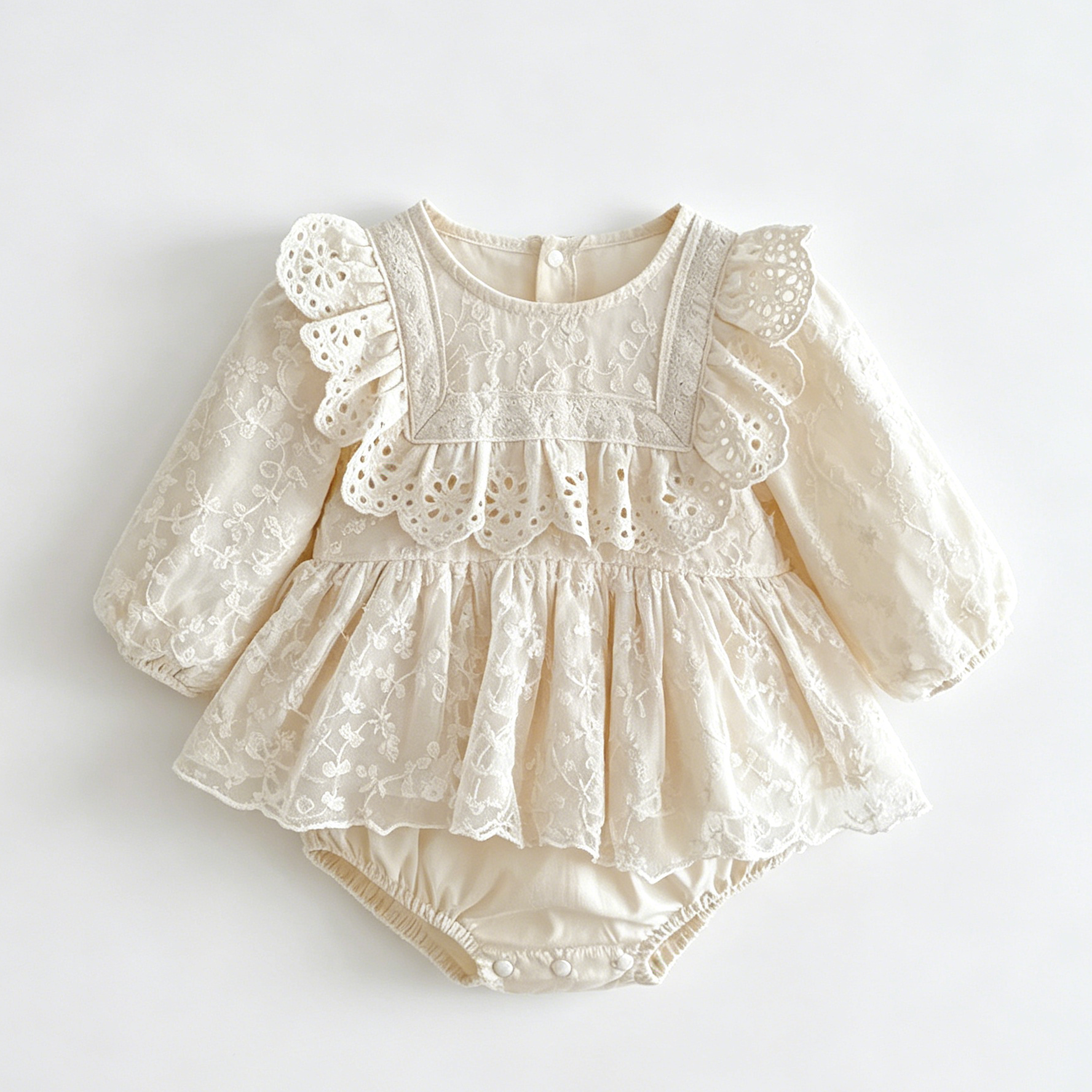 (In Production)Girls Fall Lace Ruffle Romper