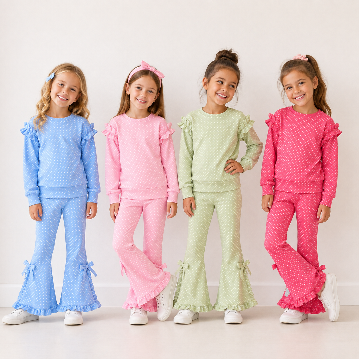 (Weekly Pre-Order)Girls Fall Solid Color Ruffle Sweatshirt Set(Ends 9.13)