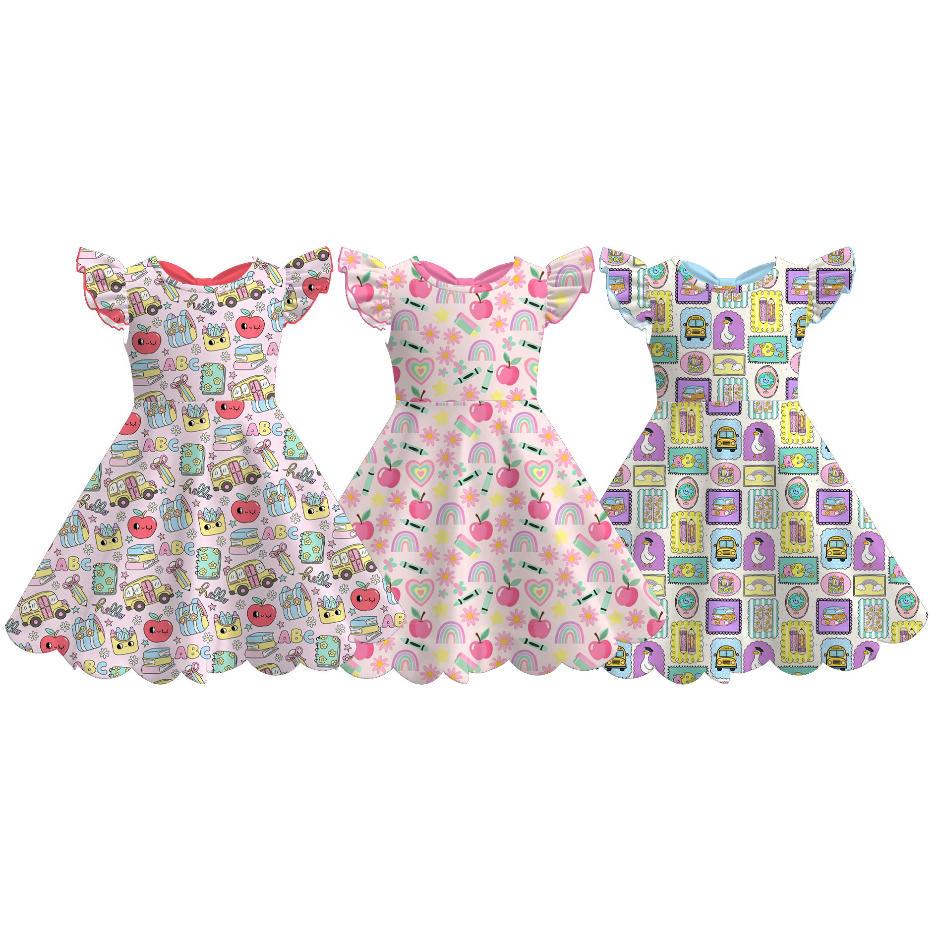 (Pre Order+Prepack Zone)Girls Summer Back To School Print Dress