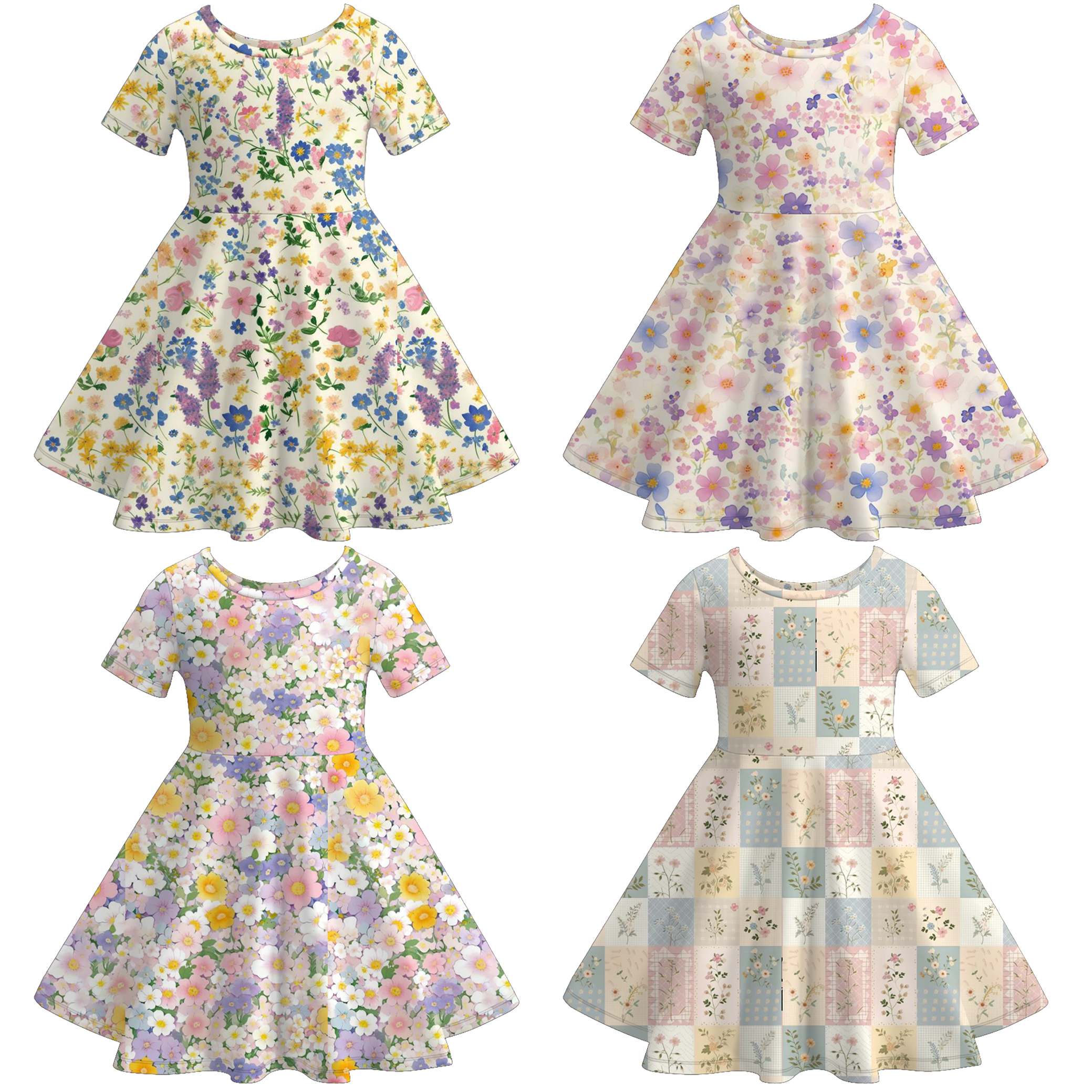 (Pre Order)Girls Spring&Summer Floral Print Dress