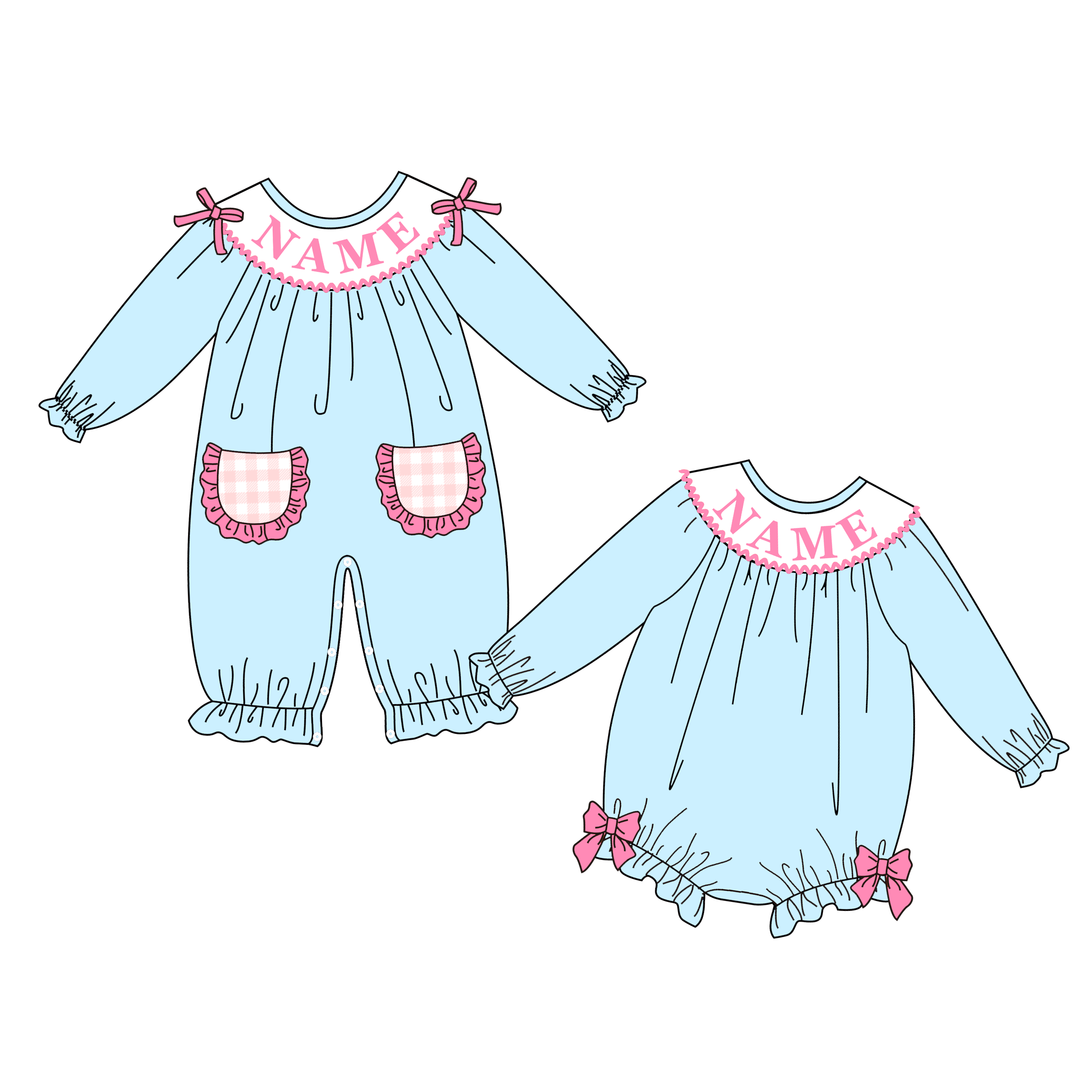 (Pre Order)Sisters Valentine's Day Embroidery Smocked Dress&Romper