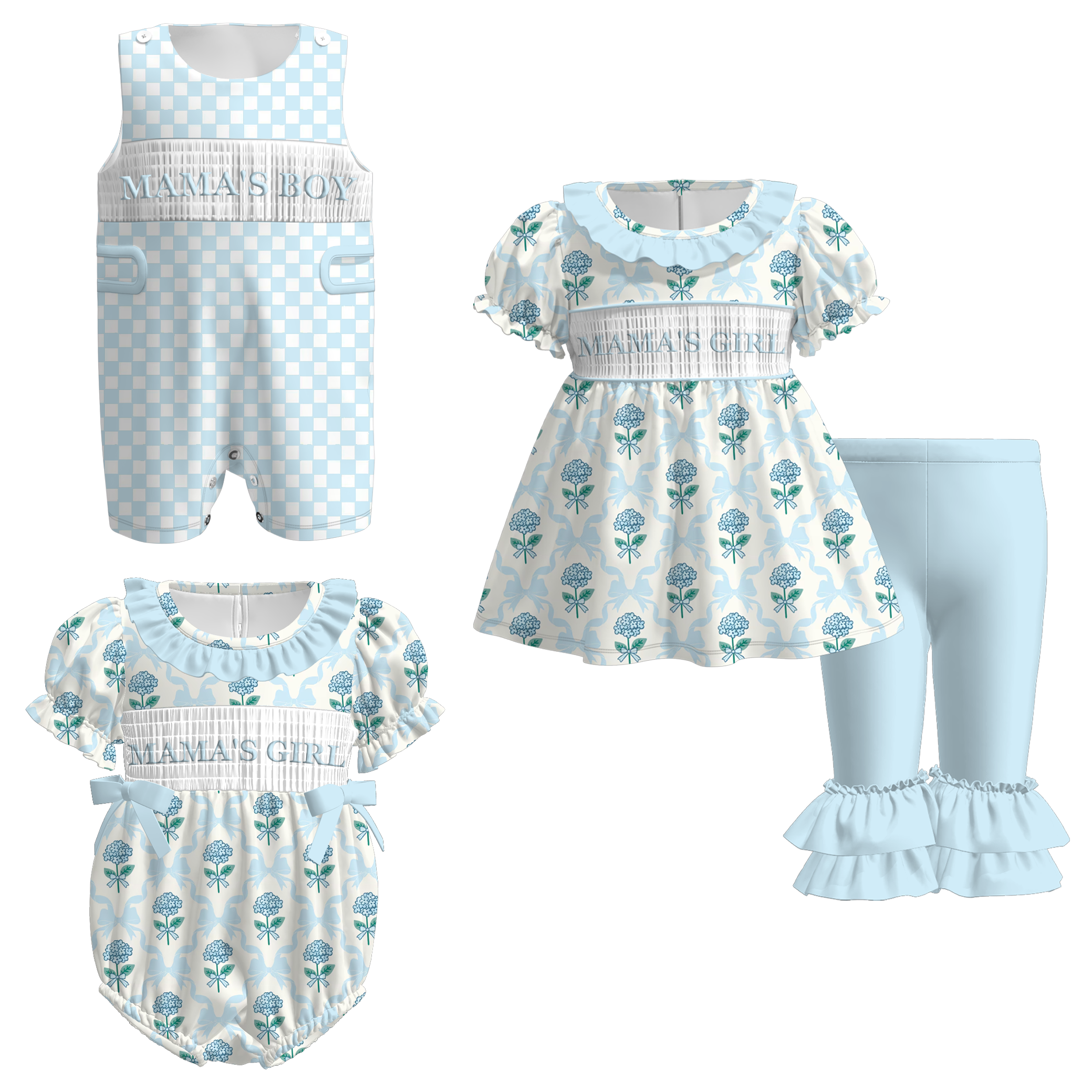 (Pre Order)Siblings Spring MAMA Embroidery Smocked Dress&Romper