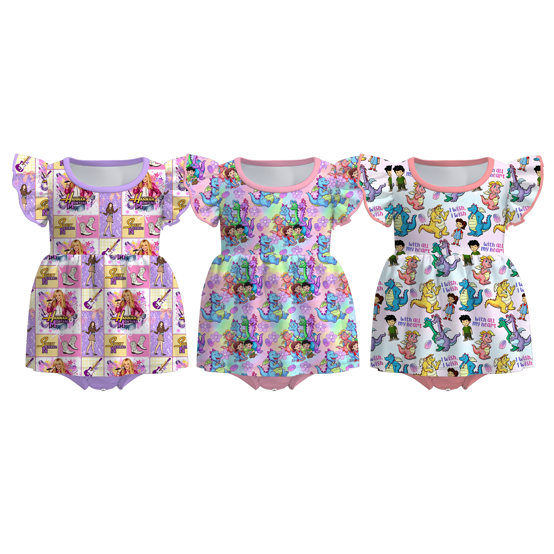 (Pre Order+Prepack Zone)Toddler Girls Summer Cartoon Print Romper