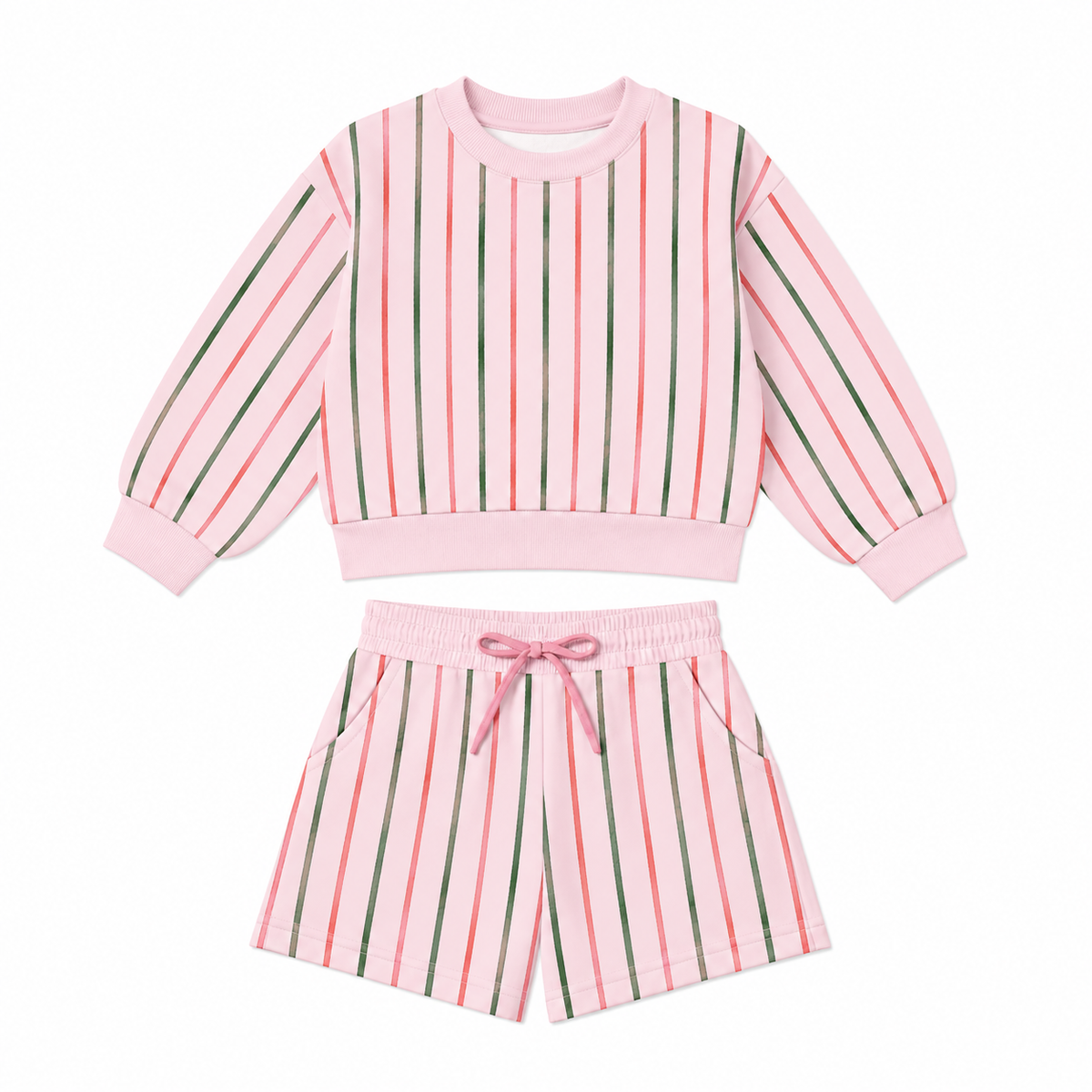(Weekly Pre-Order)Girls Christmas Print Shorts Set(Ends 9.27)