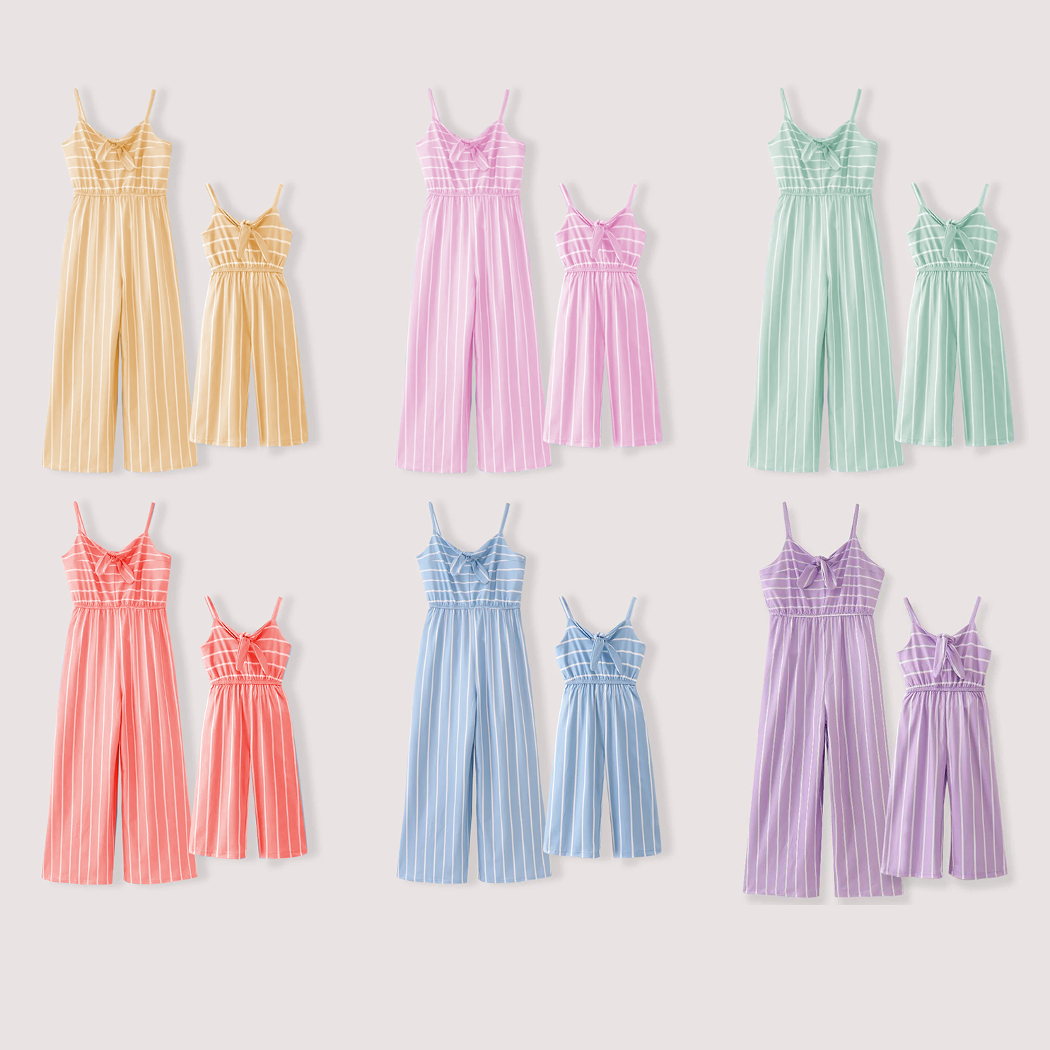 (Pre Order)Mommy and Me Spring&Summer Colorful Striped Slip Jumpsuit