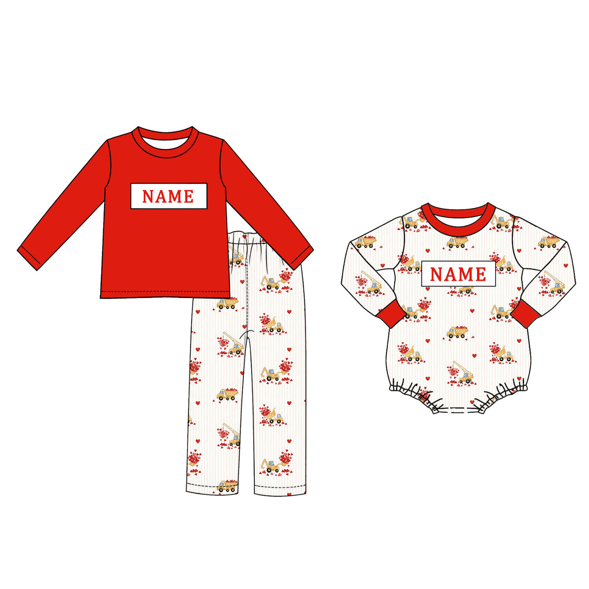 (Pre Order)Brothers Valentine's Day Embroidery Smocked Set&Romper
