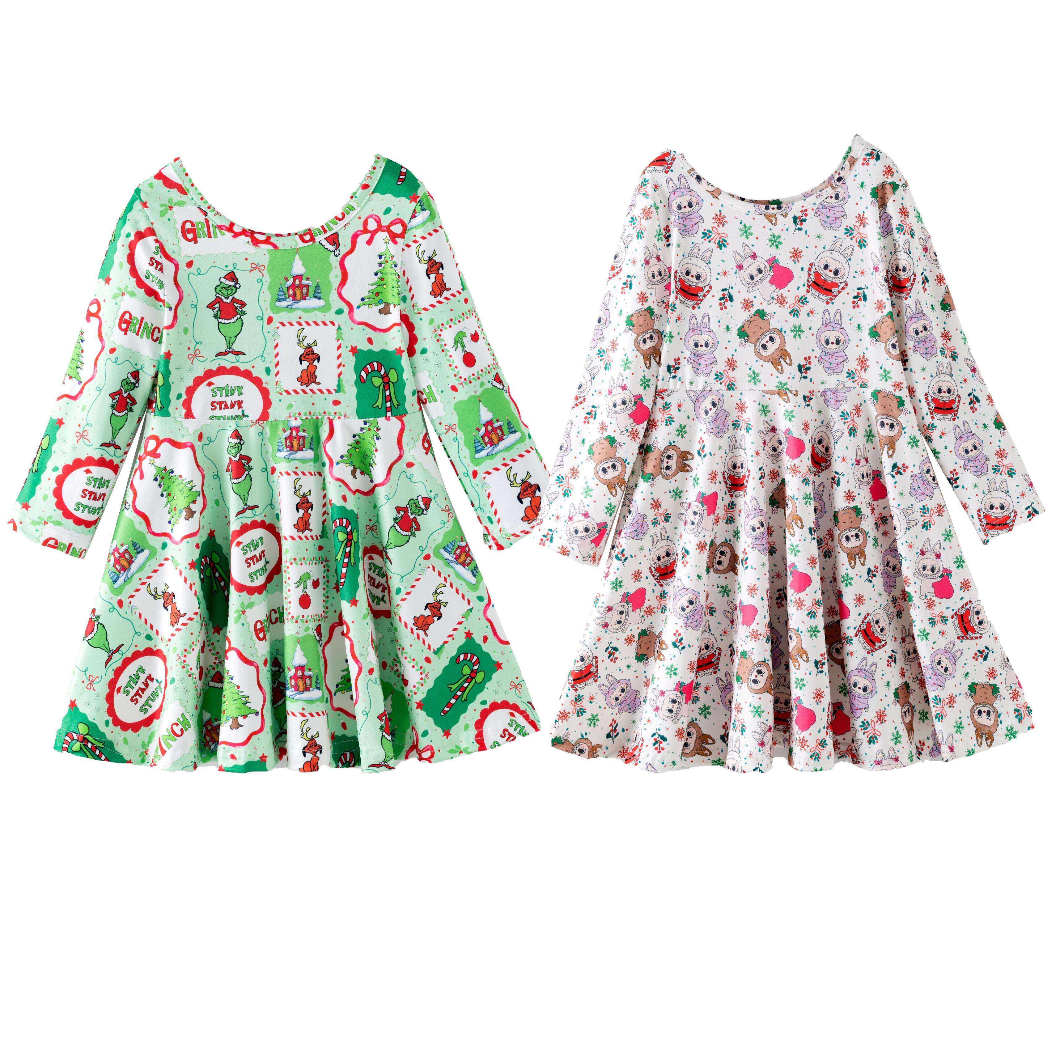 (Pre Order,Prepack Zone)Girls Christmas&LBB Print Dress(Mix Size)