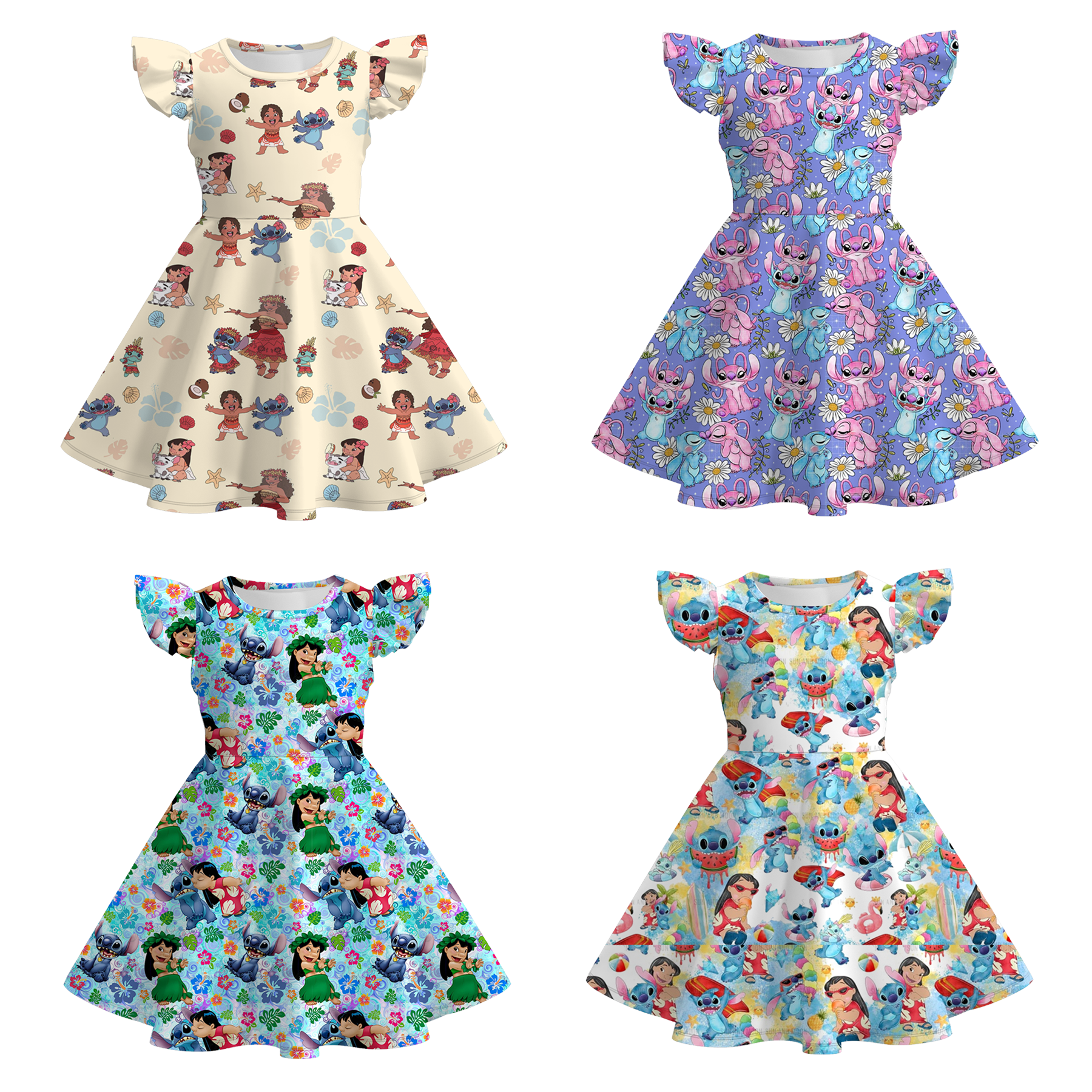 (Pre Order)Girls Spring and Summer Cartoon Print Dress