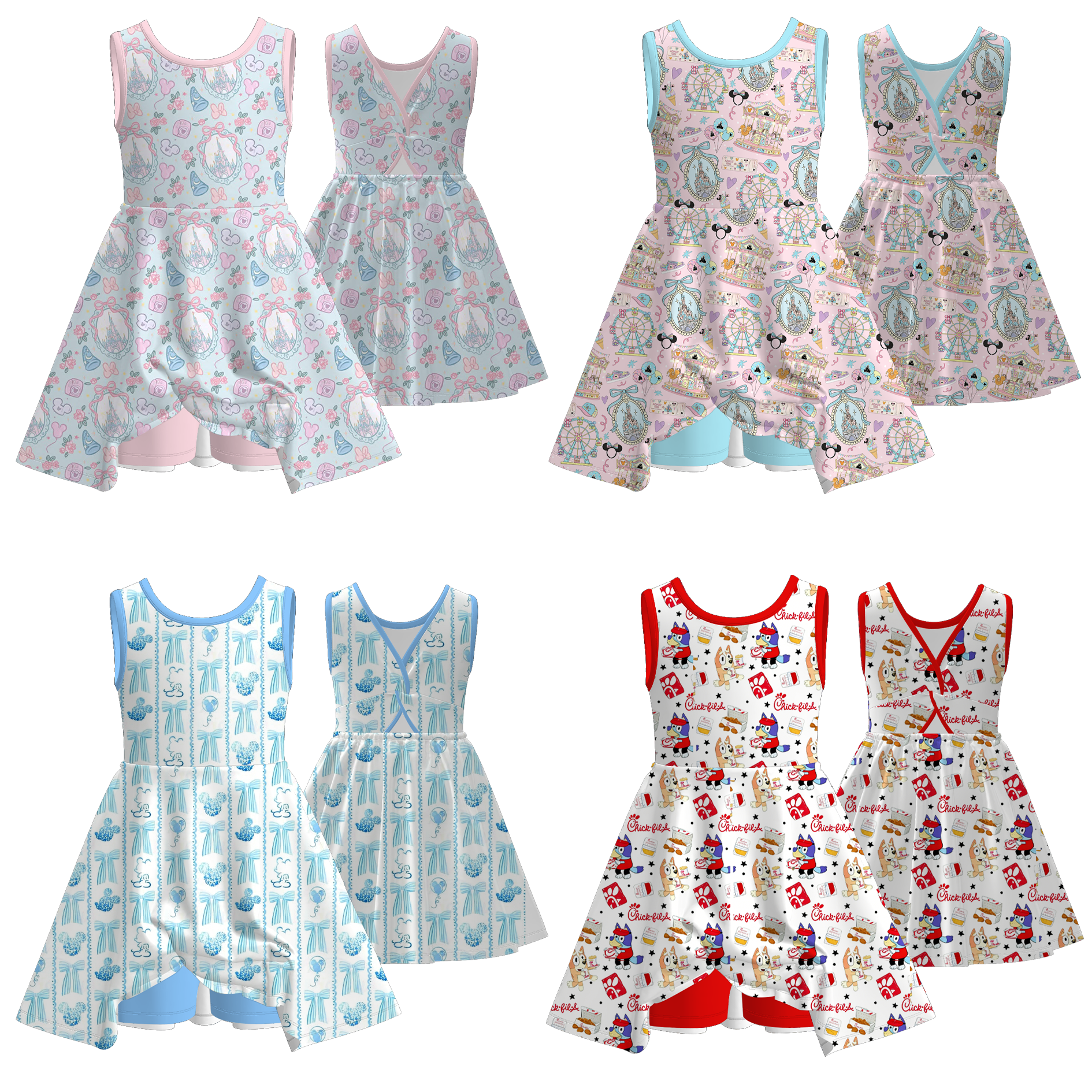 (Pre Order+Prepack Zone)Girls Cartoon&Princess Print Dress(Mix Size)
