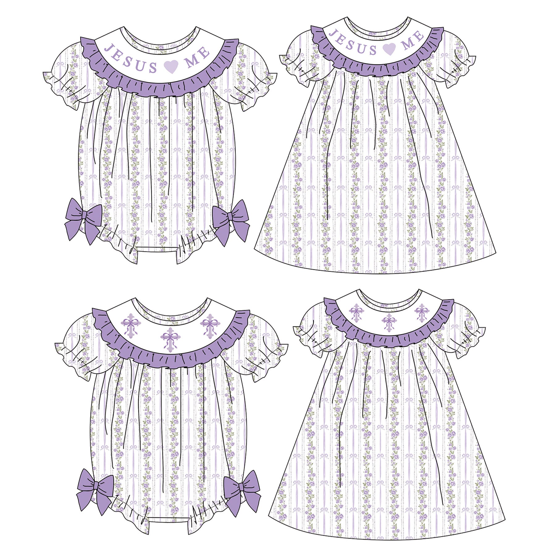 (Pre Order)Sisters Spring&Easter Embroidery Smocked Dress&Romper
