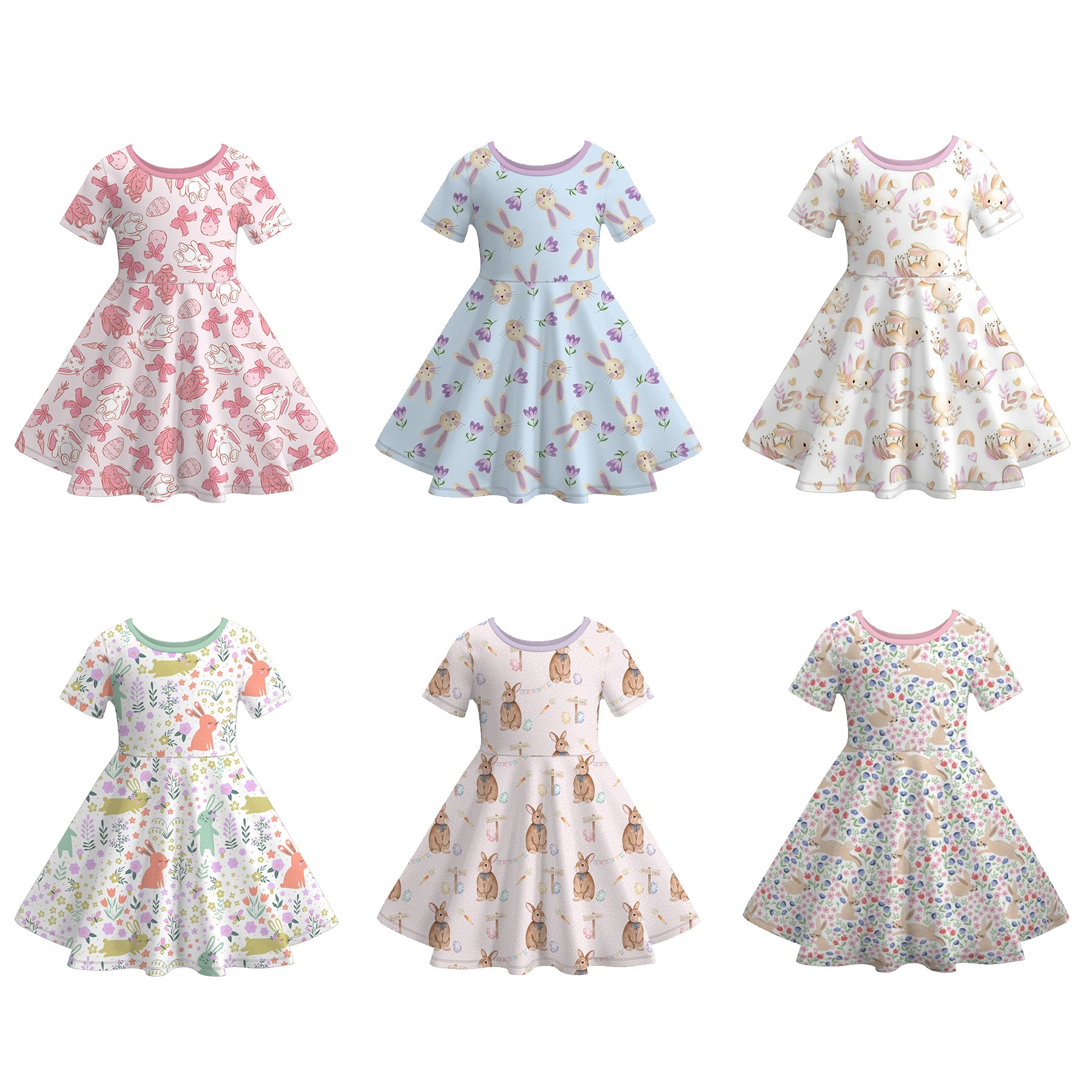 (Pre Order)Girls Easter Bunny Print Dress