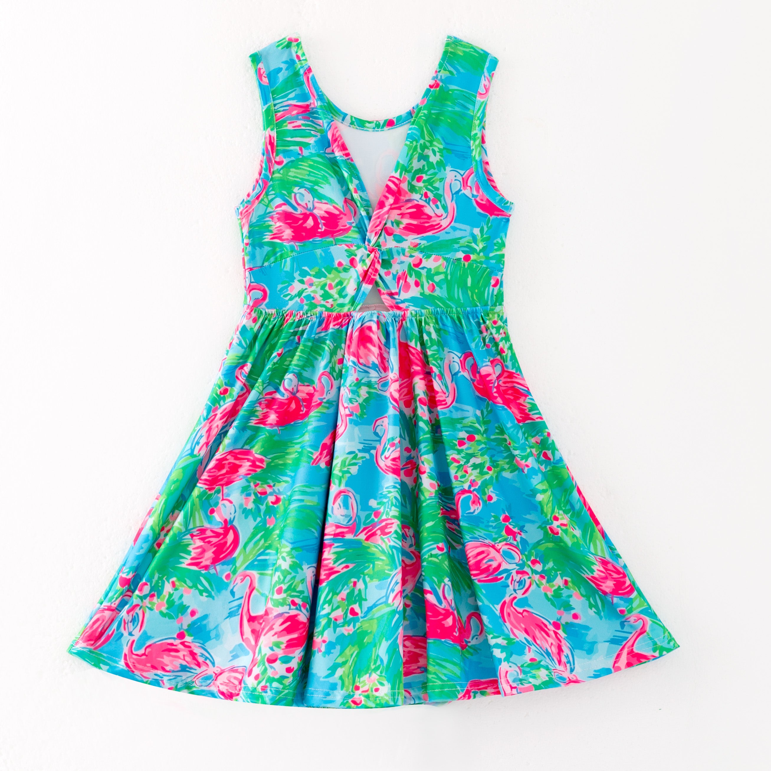 (Pre Order)Girls Spring and Summer Bow&Floral Print Skort Dress