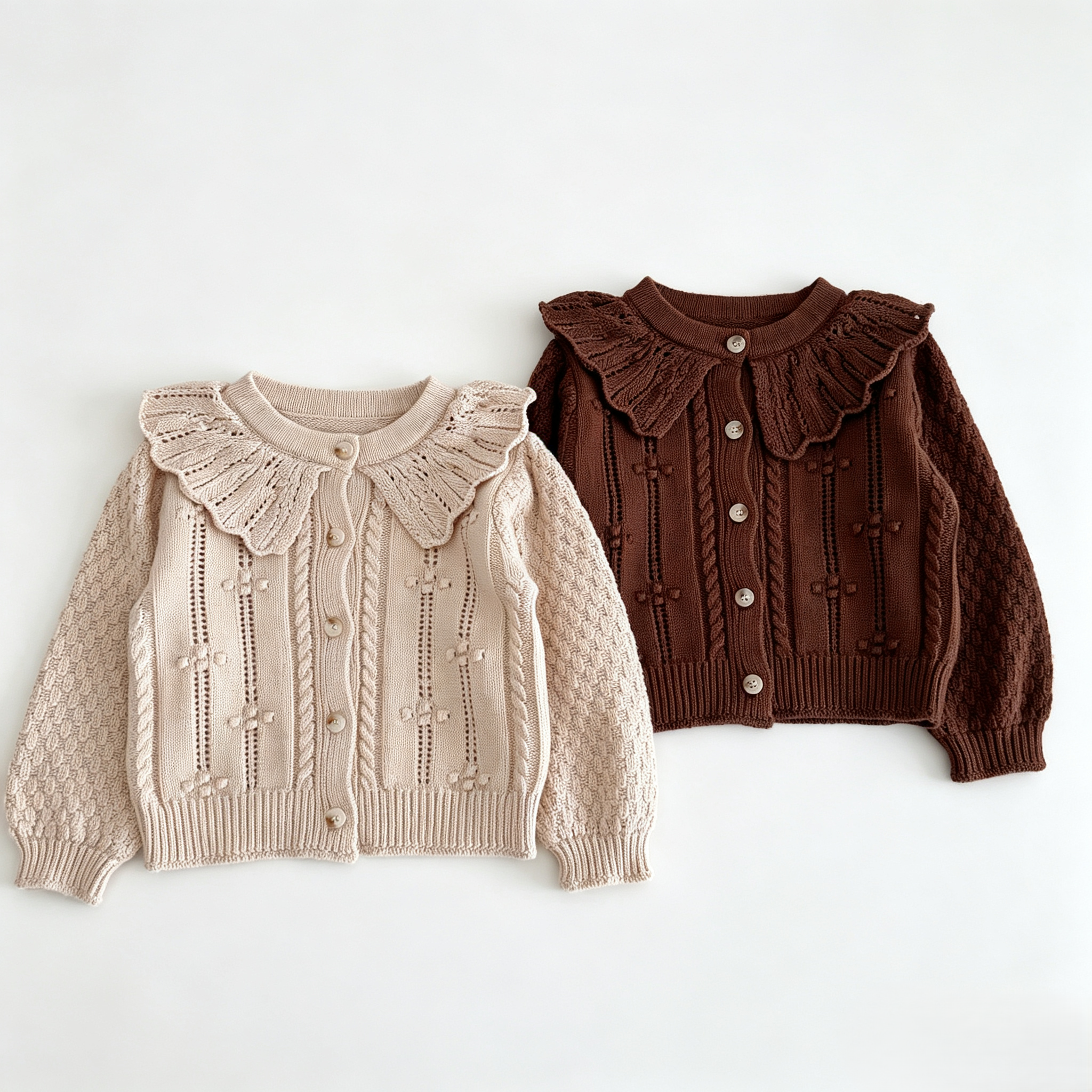 (Pre Order 2 Weeks)Girls Fall Ruffle Knitted Cardigan