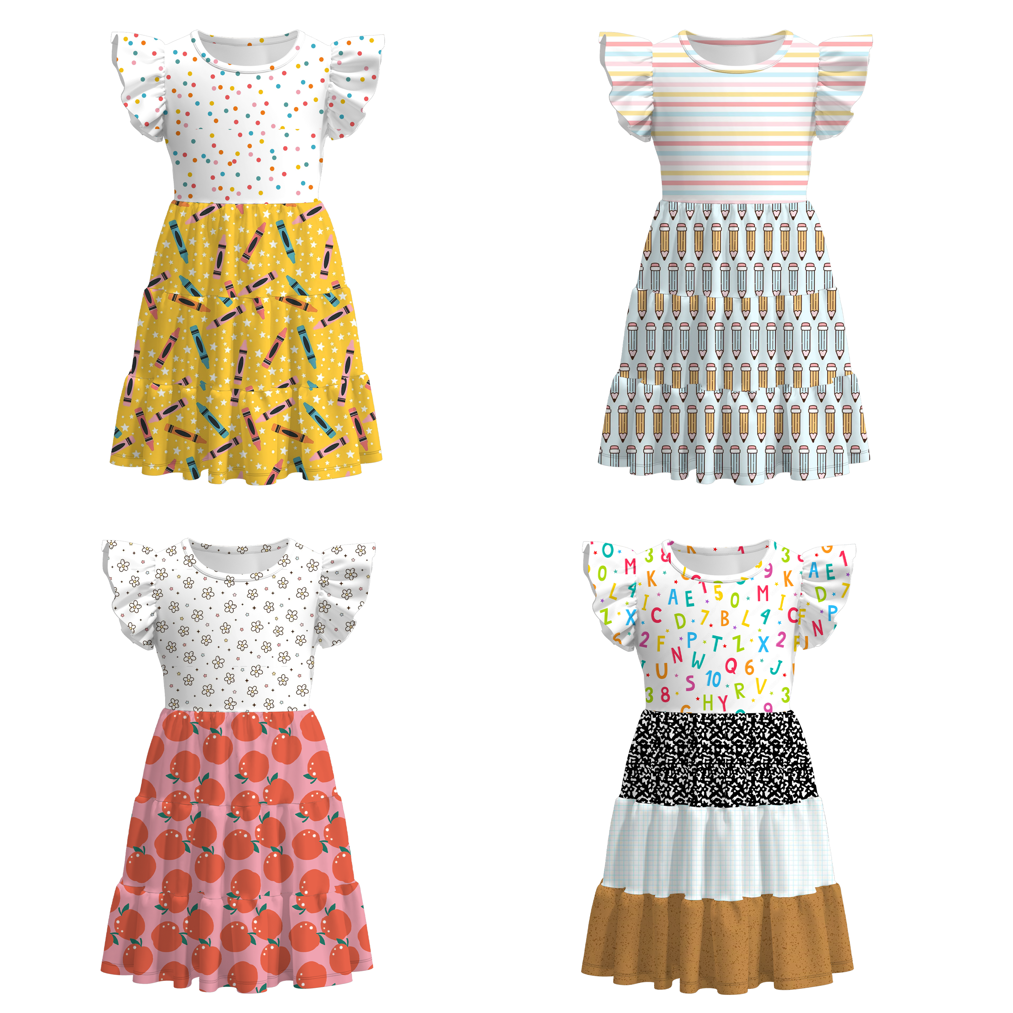 (Pre Order)Girls Summer Back To School Print Dress