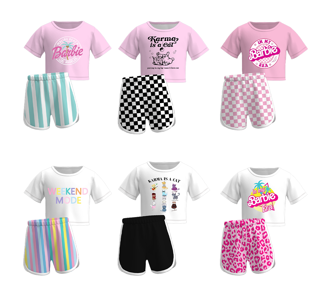 (Pre Order)Girls Barbie Summer Shorts Set