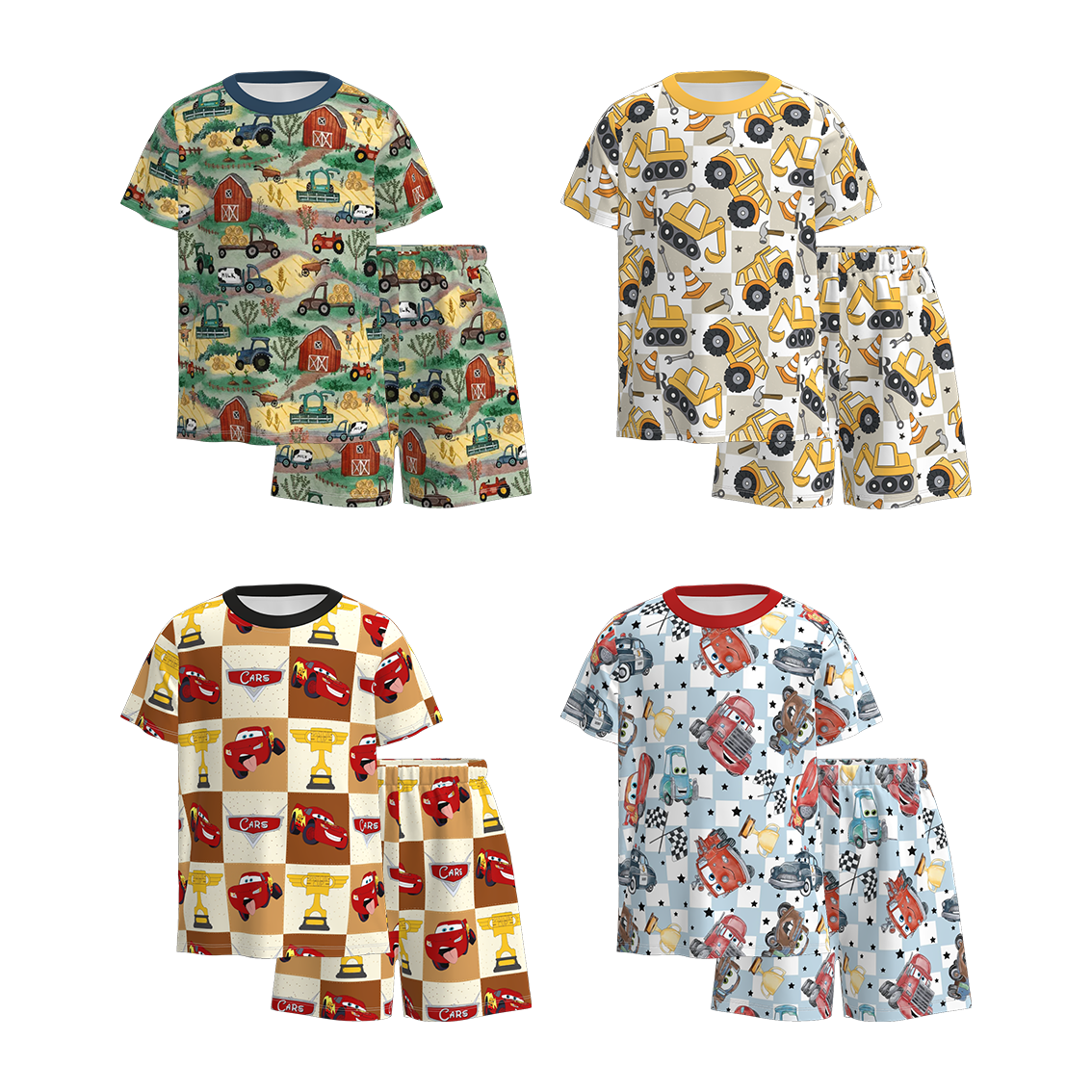 (Pre Order)Boys Spring and Summer Truck Print Pajamas