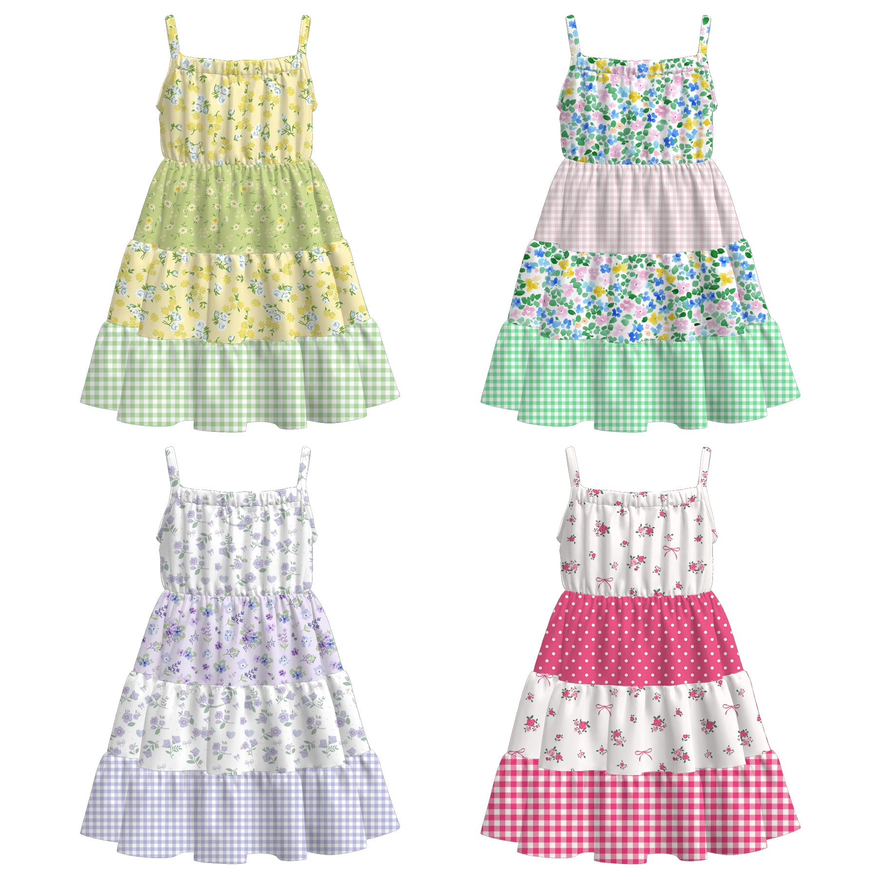 (Pre Order)Girls Spring and Summer Floral Print Slip Dress