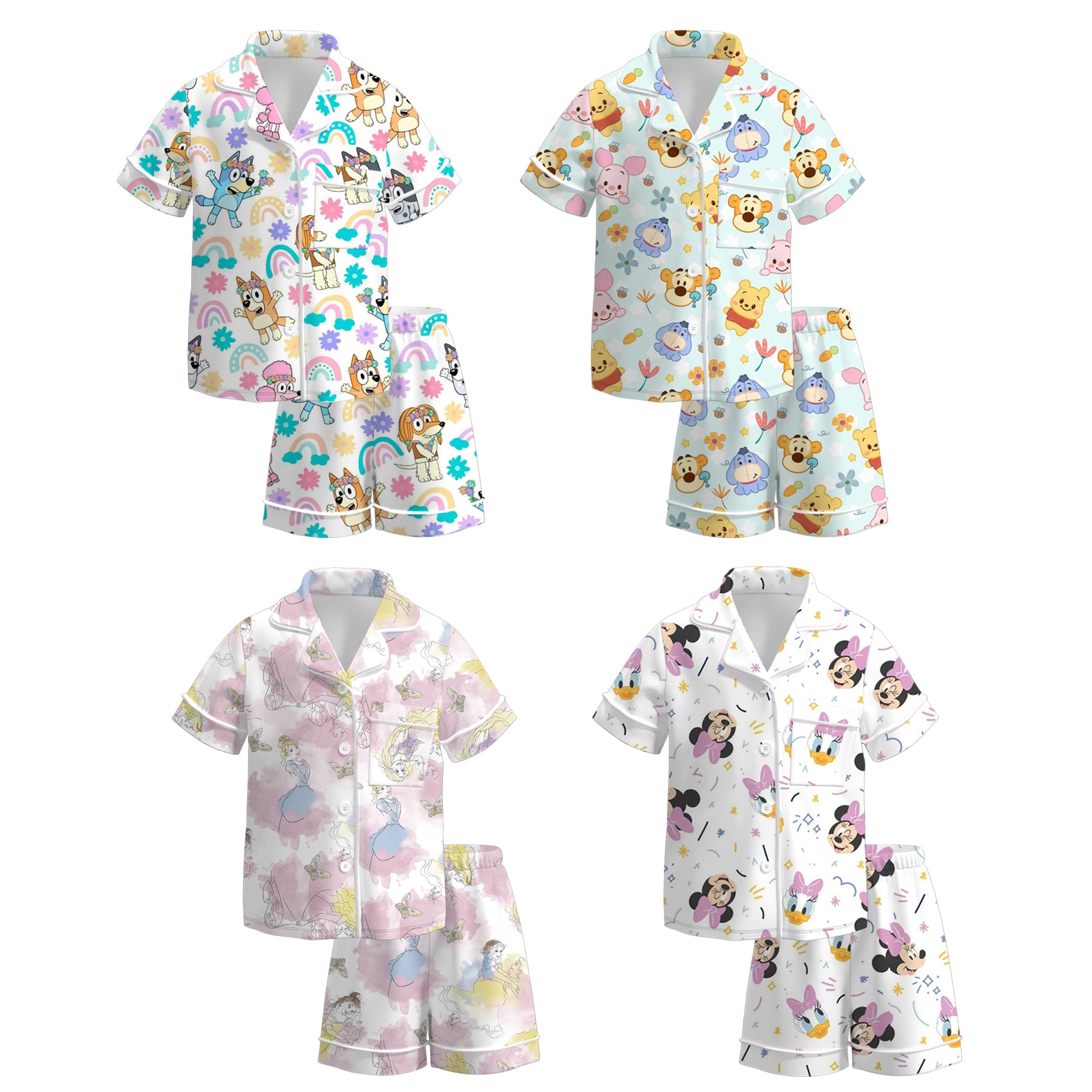 (Pre Order)Girls Spring and Summer Cartoon Print Pajamas