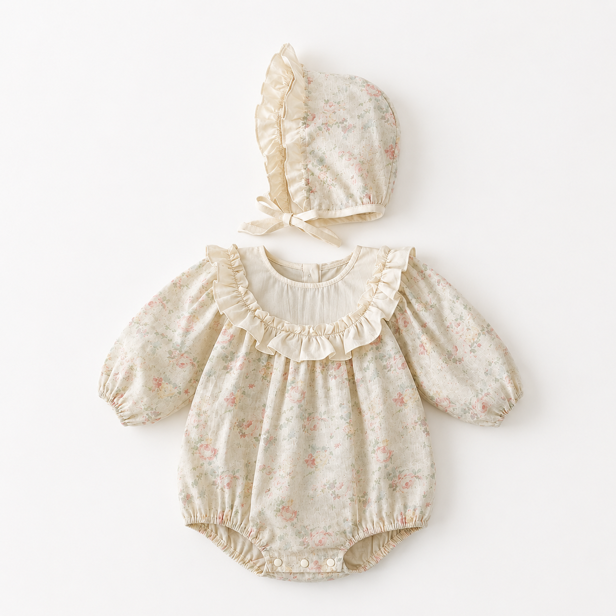 (In Production)Girls Fall Embroidery Ruffle Romper-Customized name