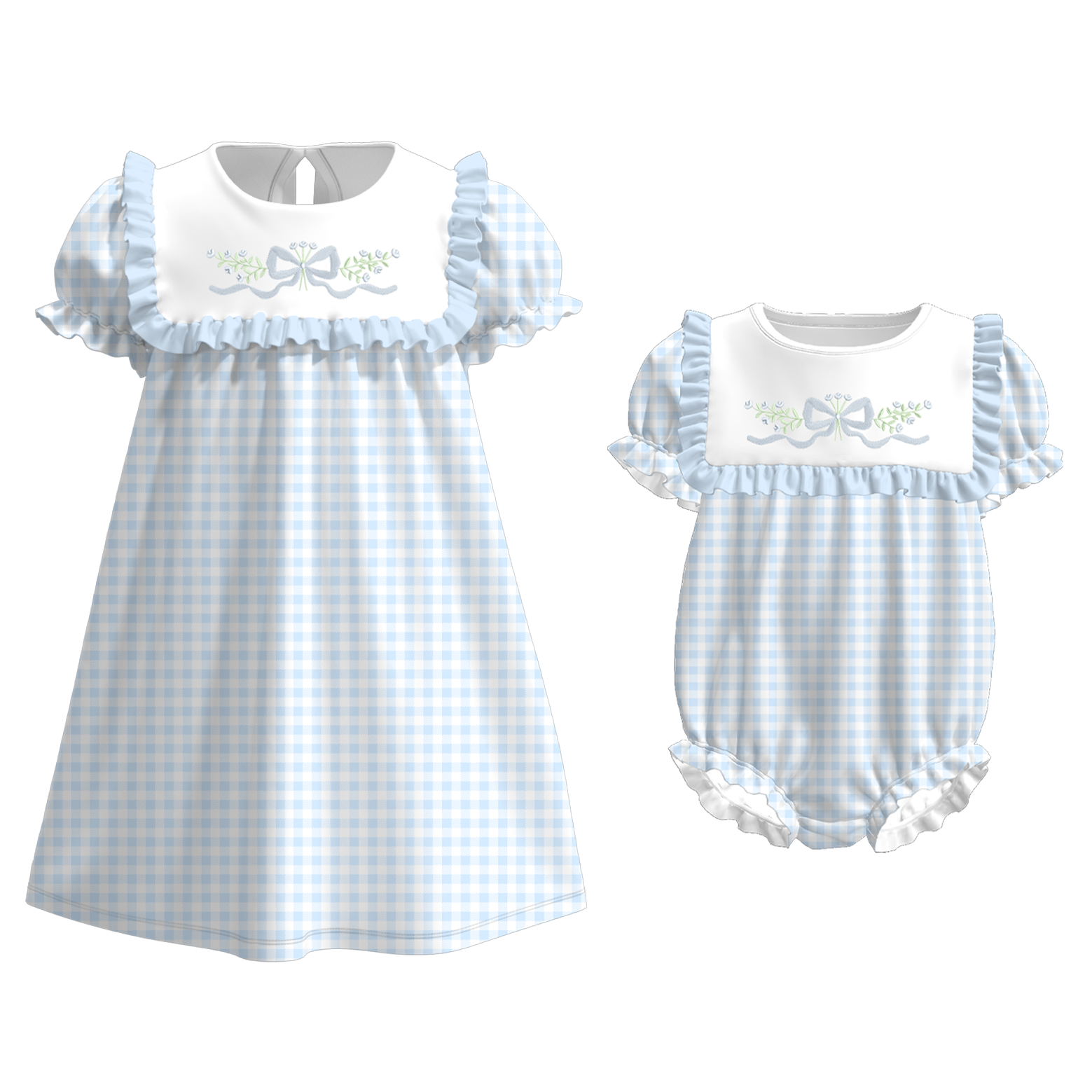 (Pre Order)Sisters Spring&Summer Bow Embroidery Dress&Romper