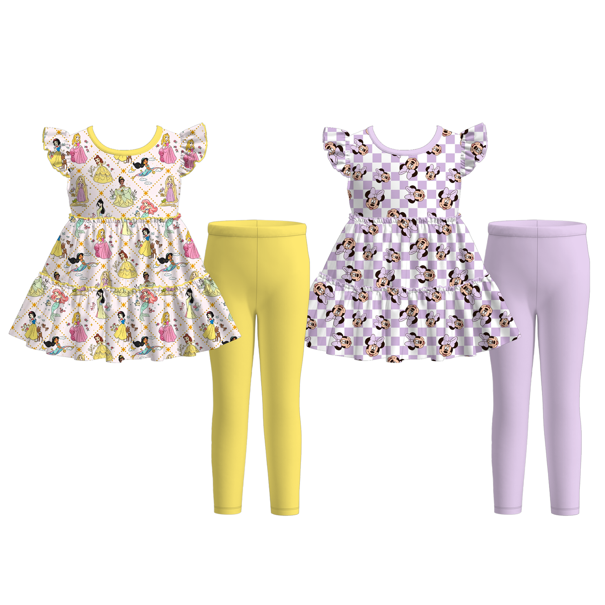 (Pre Order)Girls Princess&Cartoon Print Outfit Set