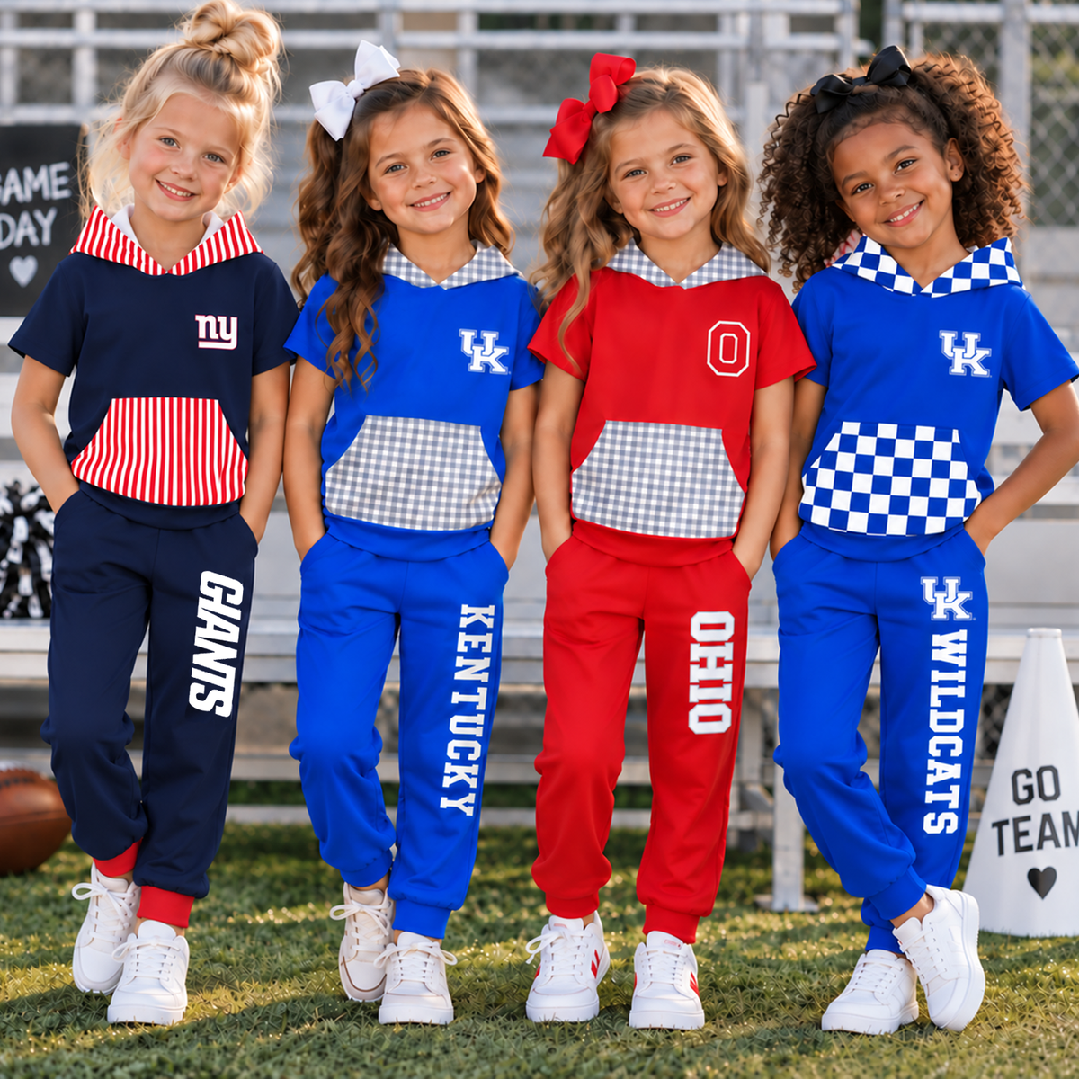 (Pre Order)Girls Football Print Hoodie Set