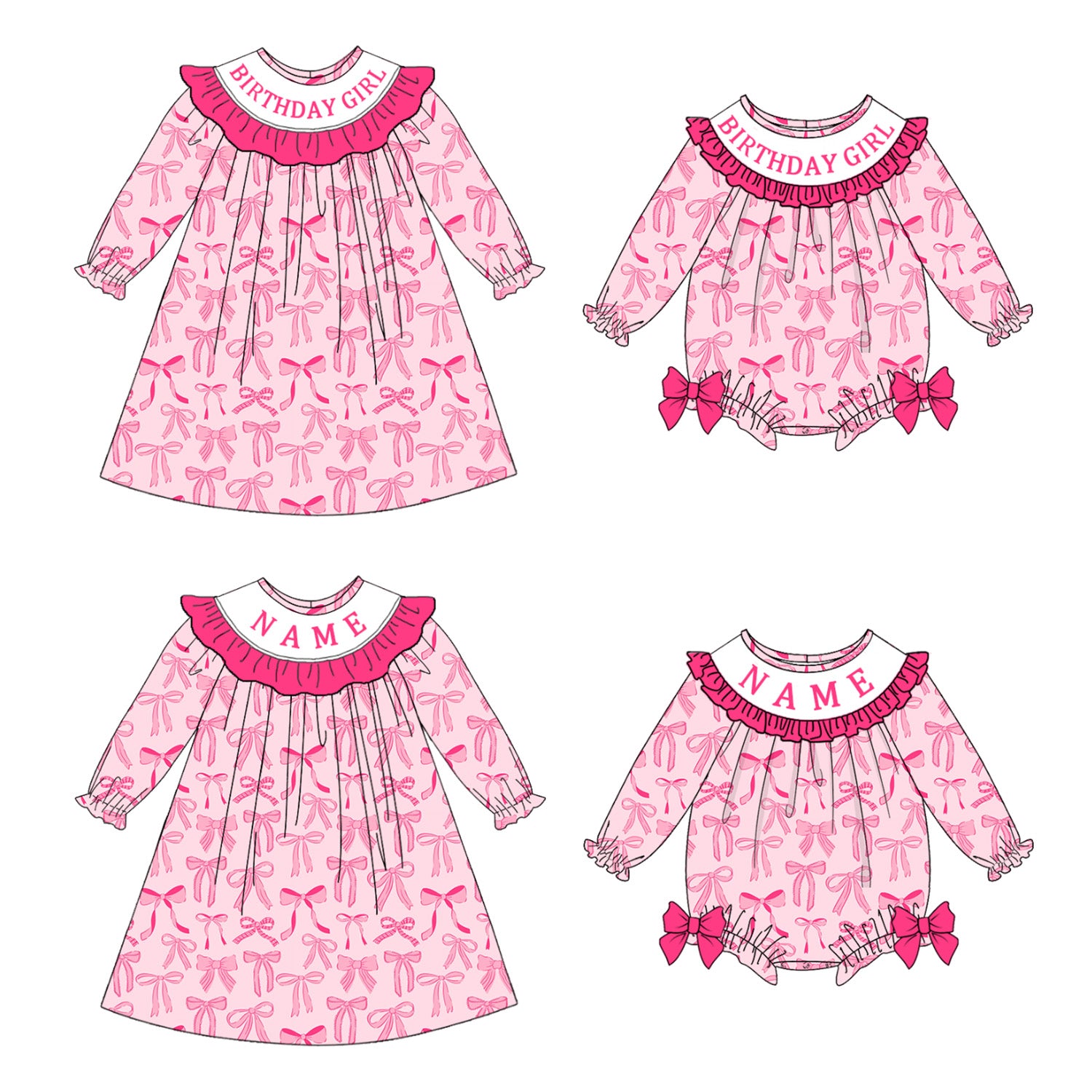 (Pre Order)Sisters Birthday Girl Embroidery Smocked Dress&Romper