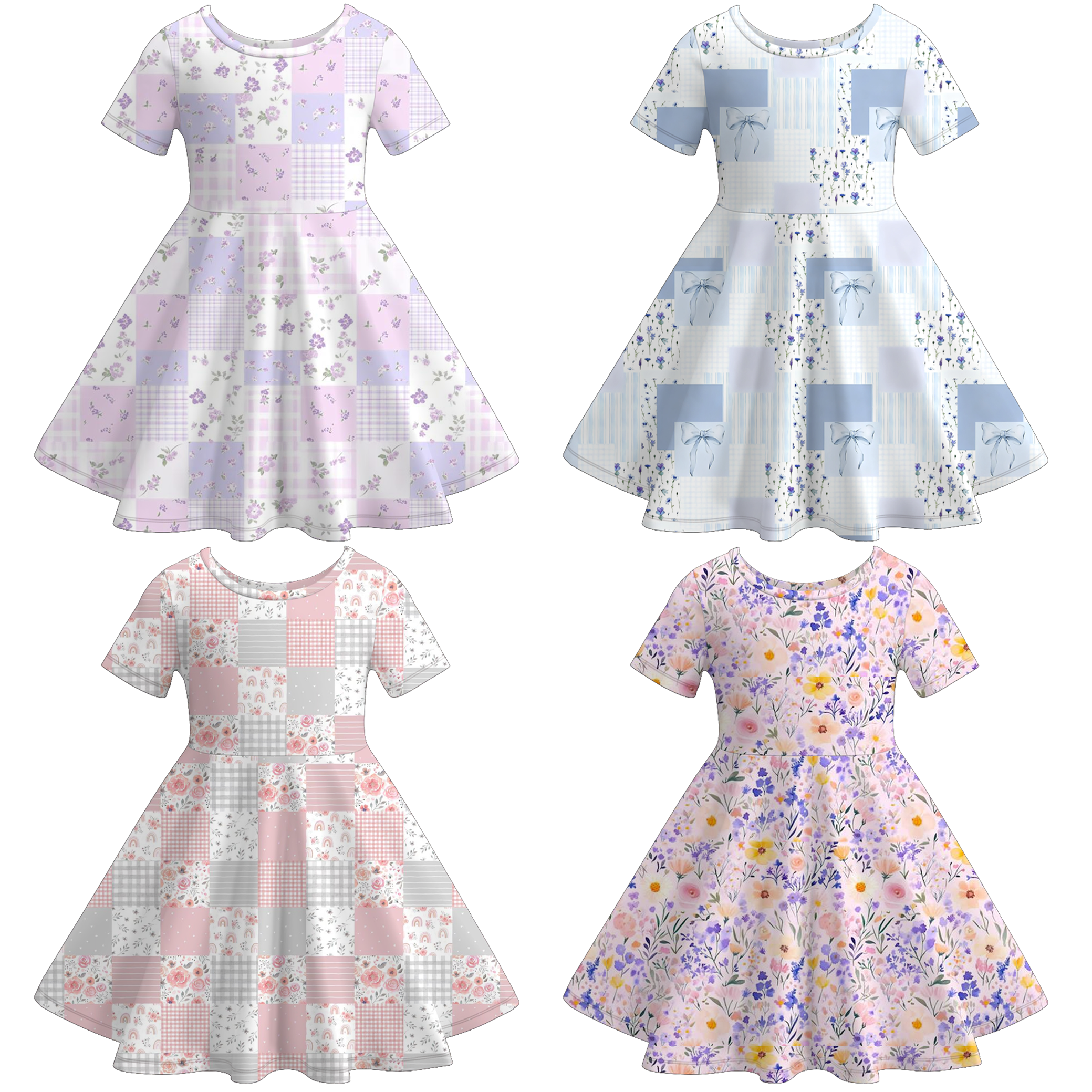 (Pre Order)Girls Spring&Summer Floral Print Dress