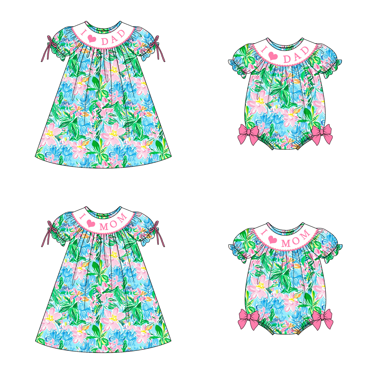 (Pre Order)Sisters Spring and Summer Embroidery Smocked Dress&Romper