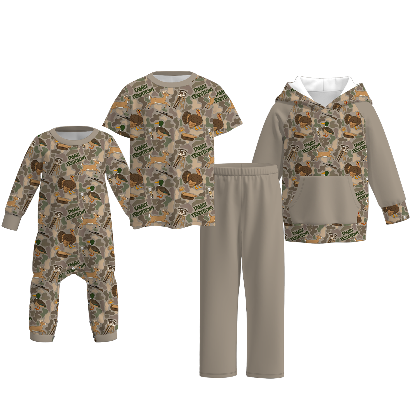 (Pre Order+Prepack Zone)Brothers Fall Hunting Print Top,Set&Romper