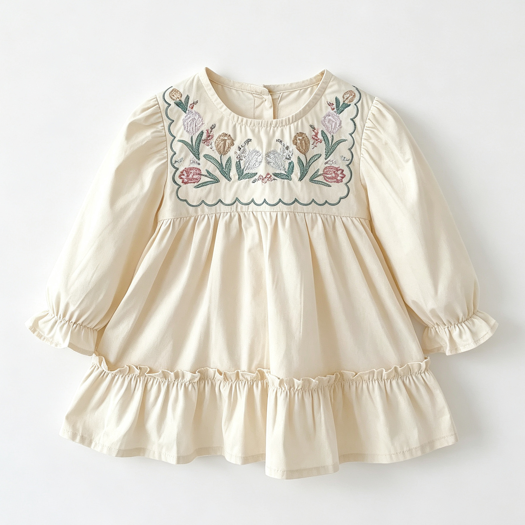 (Pre Order 2 Weeks)Girls Fall Floral Embroidery Dress