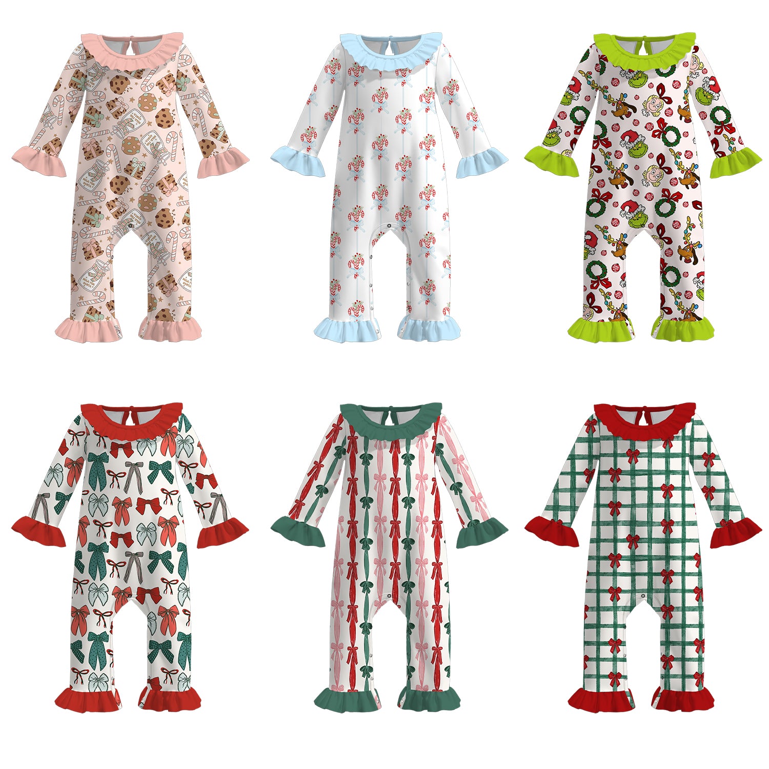 (Pre Order)Baby Girls Christmas Cartoon Print Romper