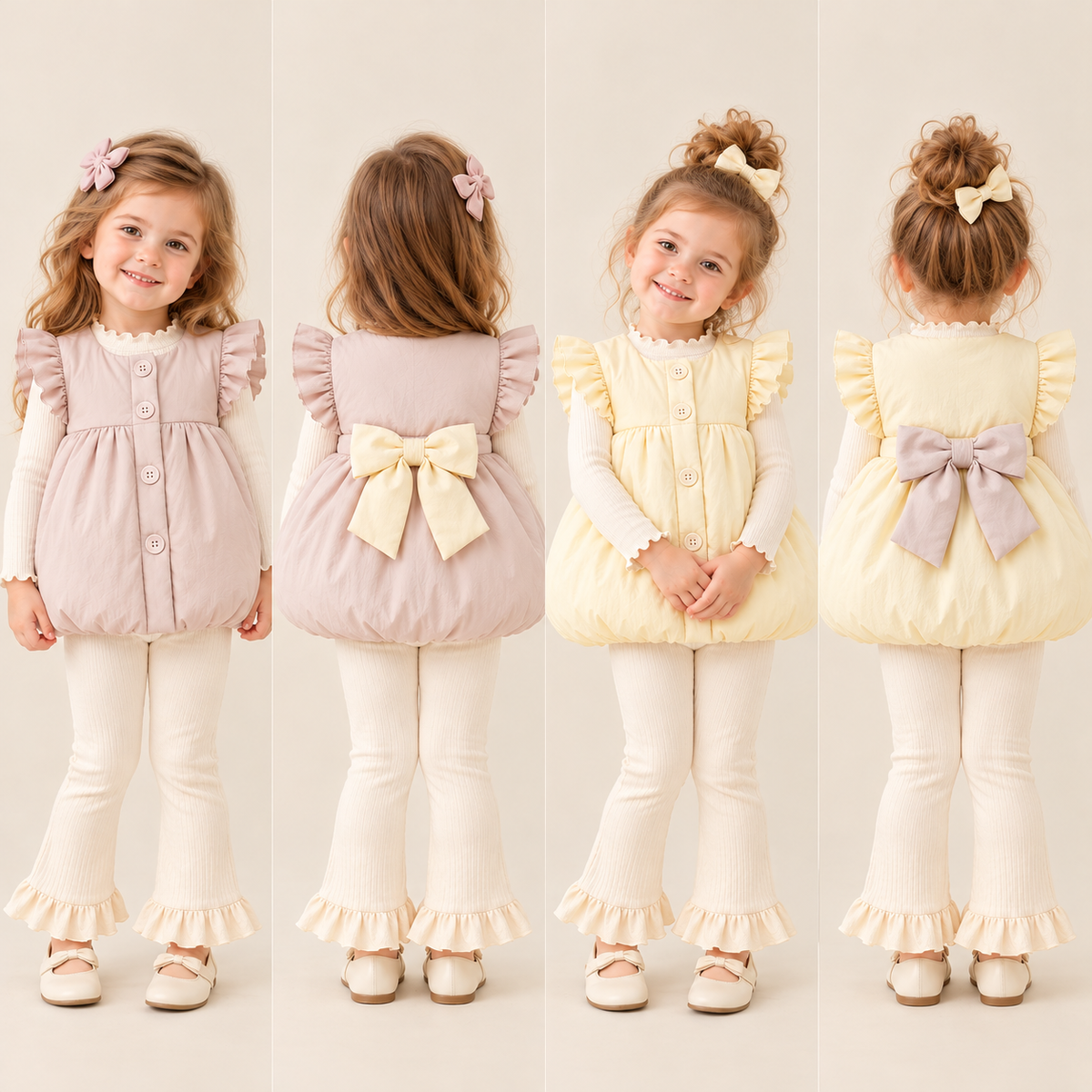 (Pre Order 2 Weeks)Girls Fall&Winter Big Bow Coat Vest